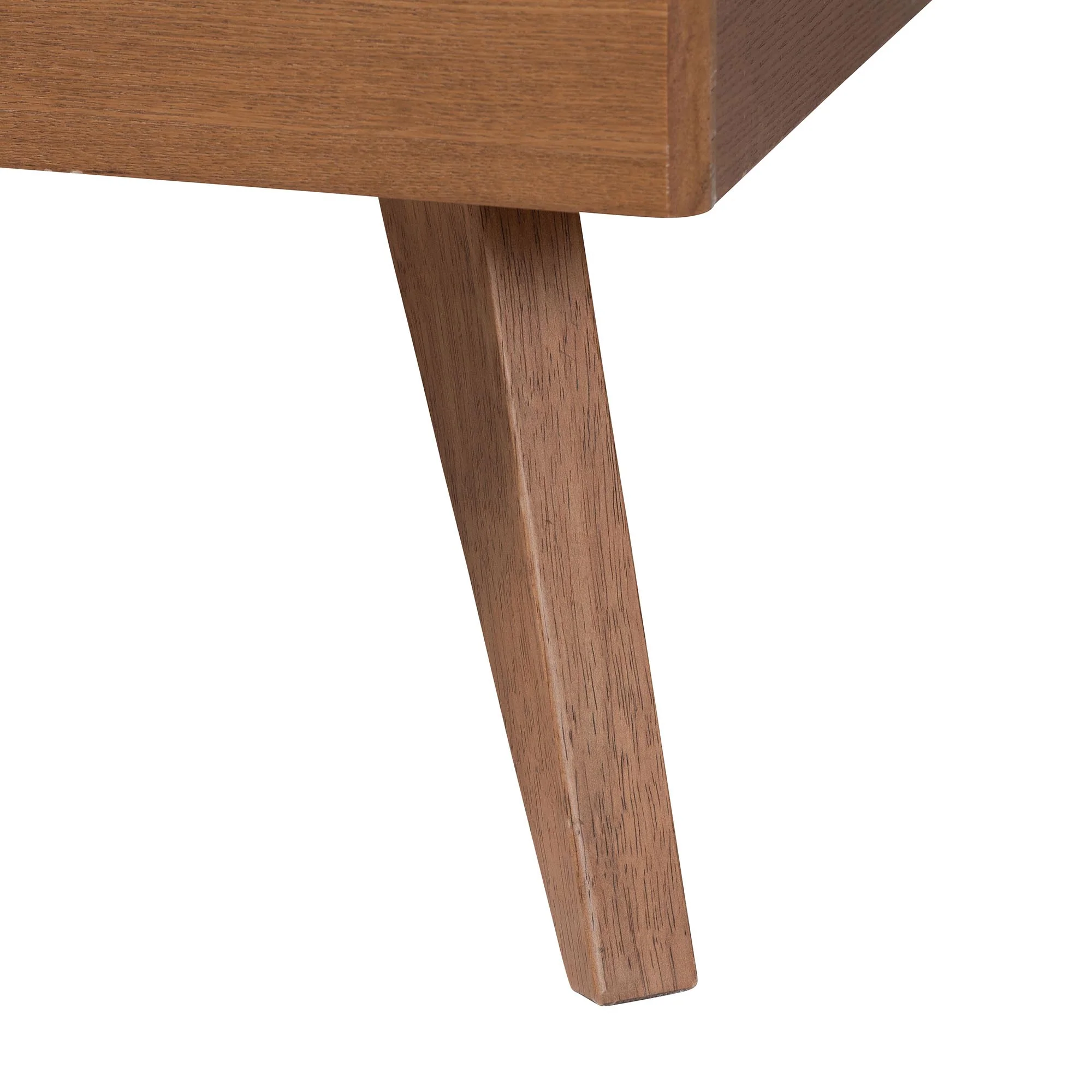 Baxton Studio Ridgely Mid-Century Walnut Brown Wood and Rattan King Size Platform Bed - Image 10