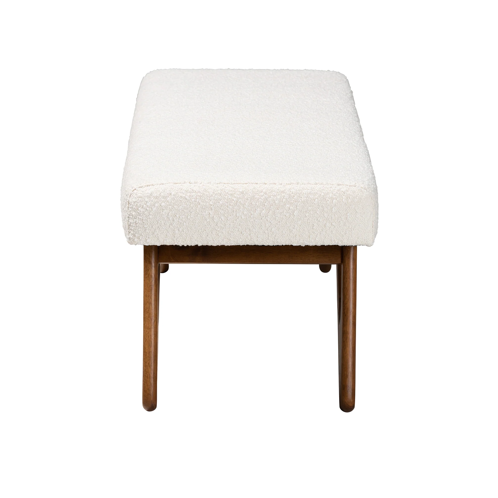 Baxton Studio Rika Japandi Cream Boucle Fabric and Walnut Brown Finished Wood Bench - Image 4