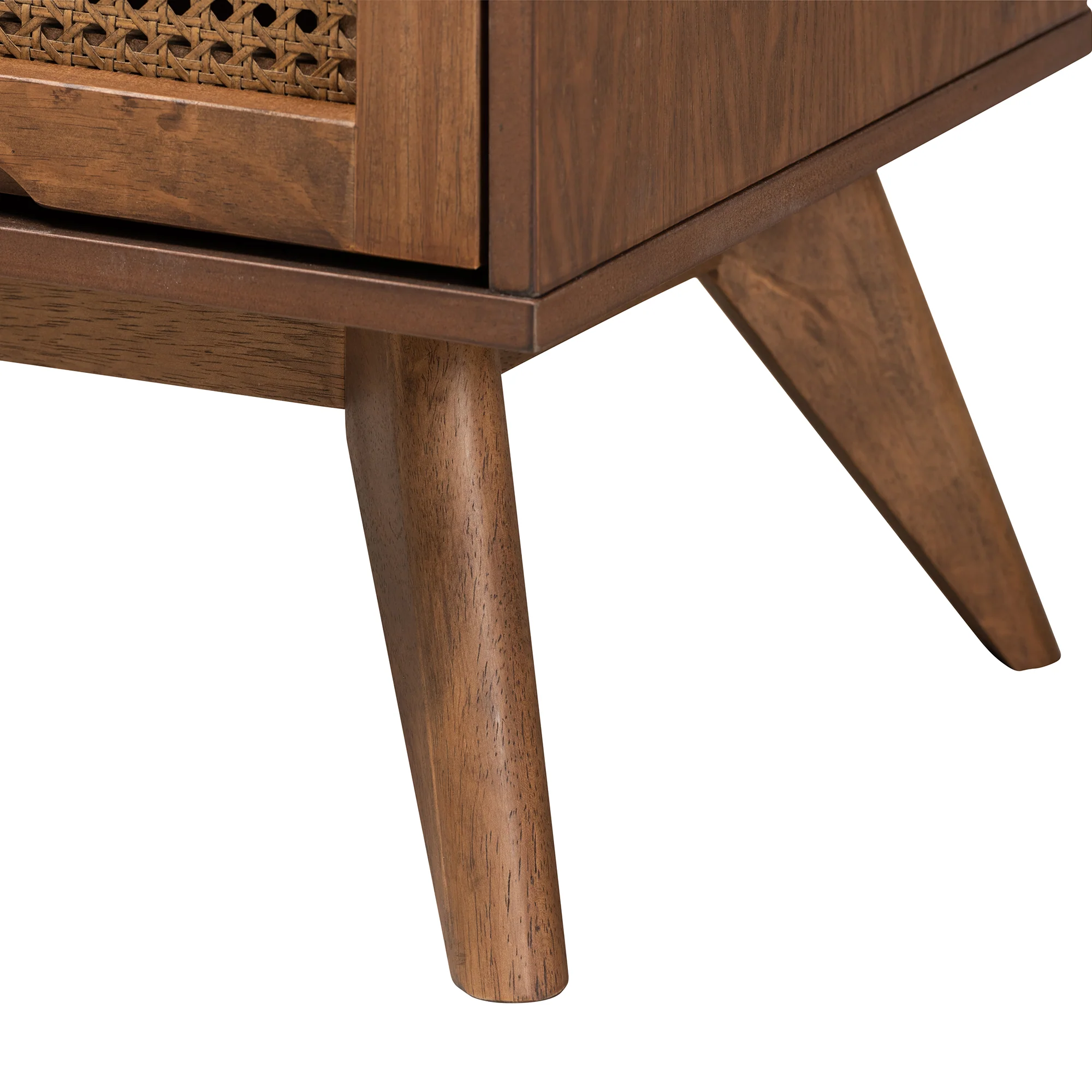 Baxton Studio Rina Mid-Century Modern Ash Walnut Finished Wood 3-Piece Full Size Bedroom Set with Synthetic Rattan - Image 7