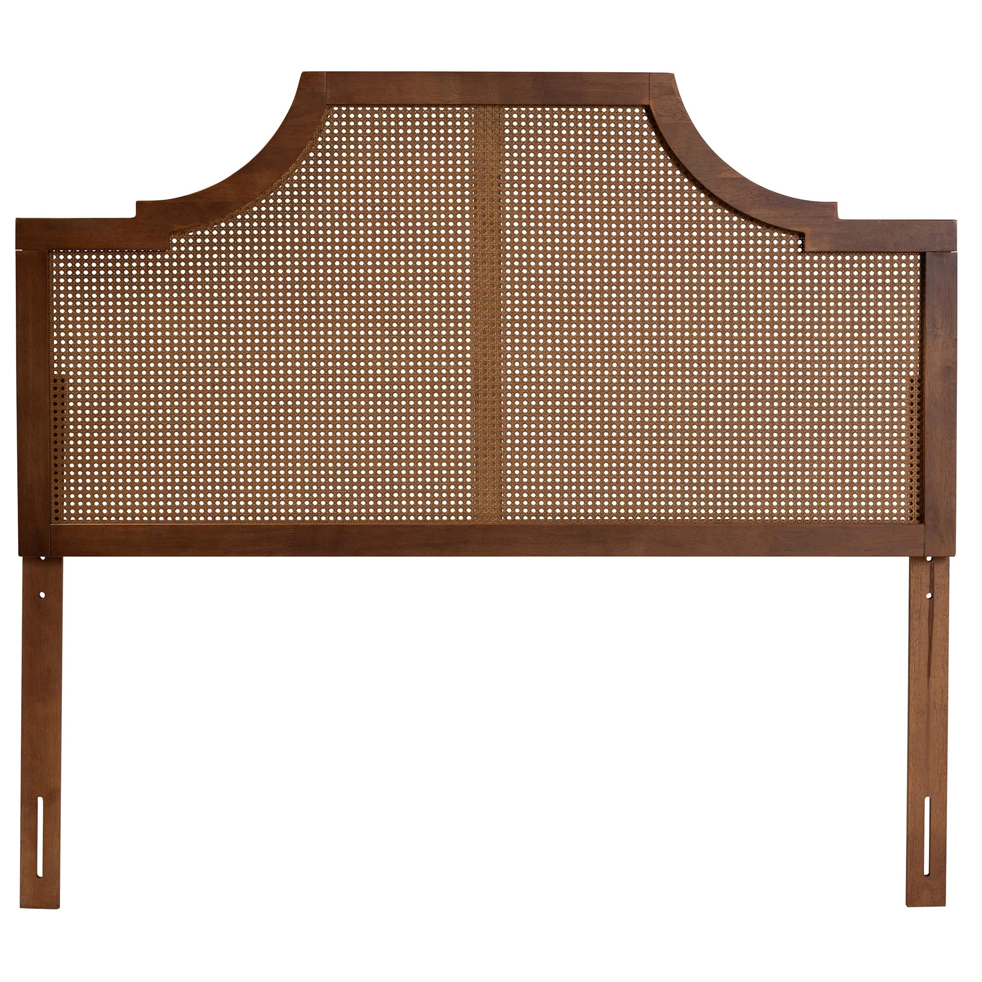 Baxton Studio Risha Mid-Century Modern Ash Walnut Finished Wood and Rattan King Size Headboard - Image 3