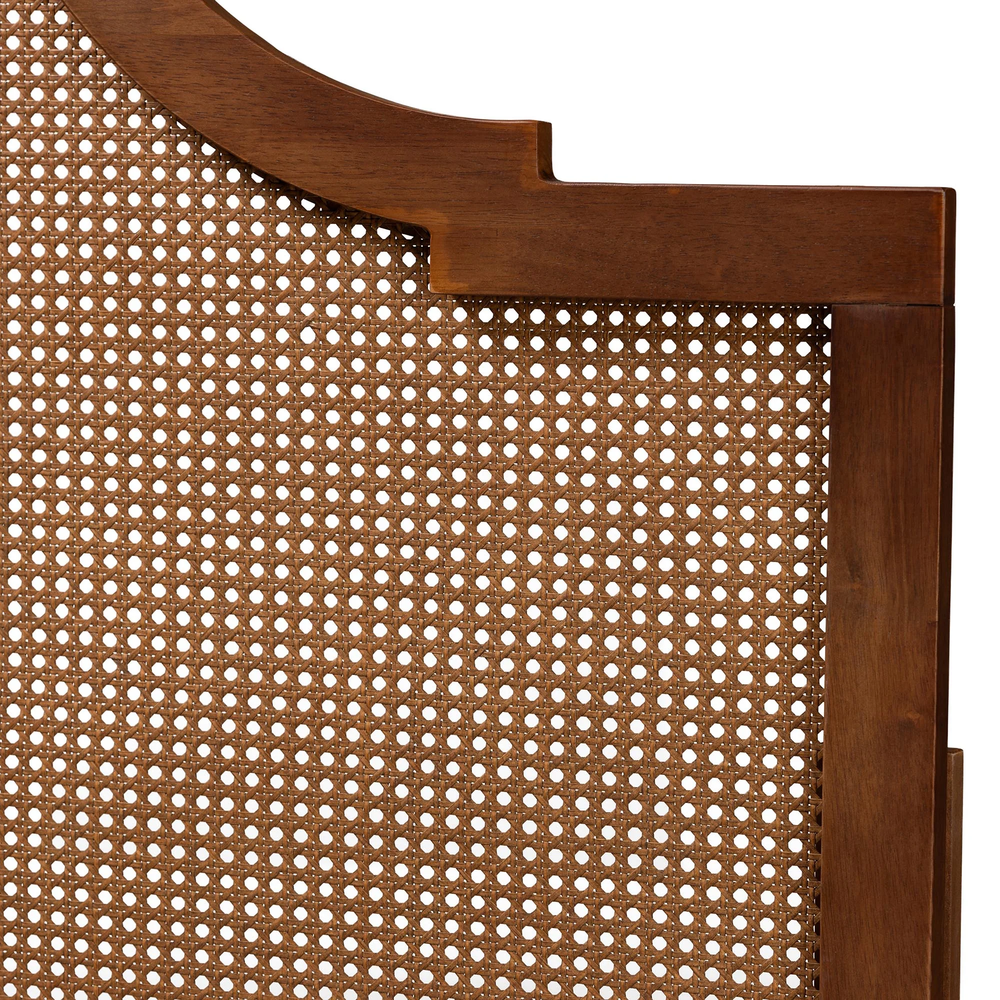 Baxton Studio Risha Mid-Century Modern Ash Walnut Finished Wood and Rattan King Size Headboard - Image 4