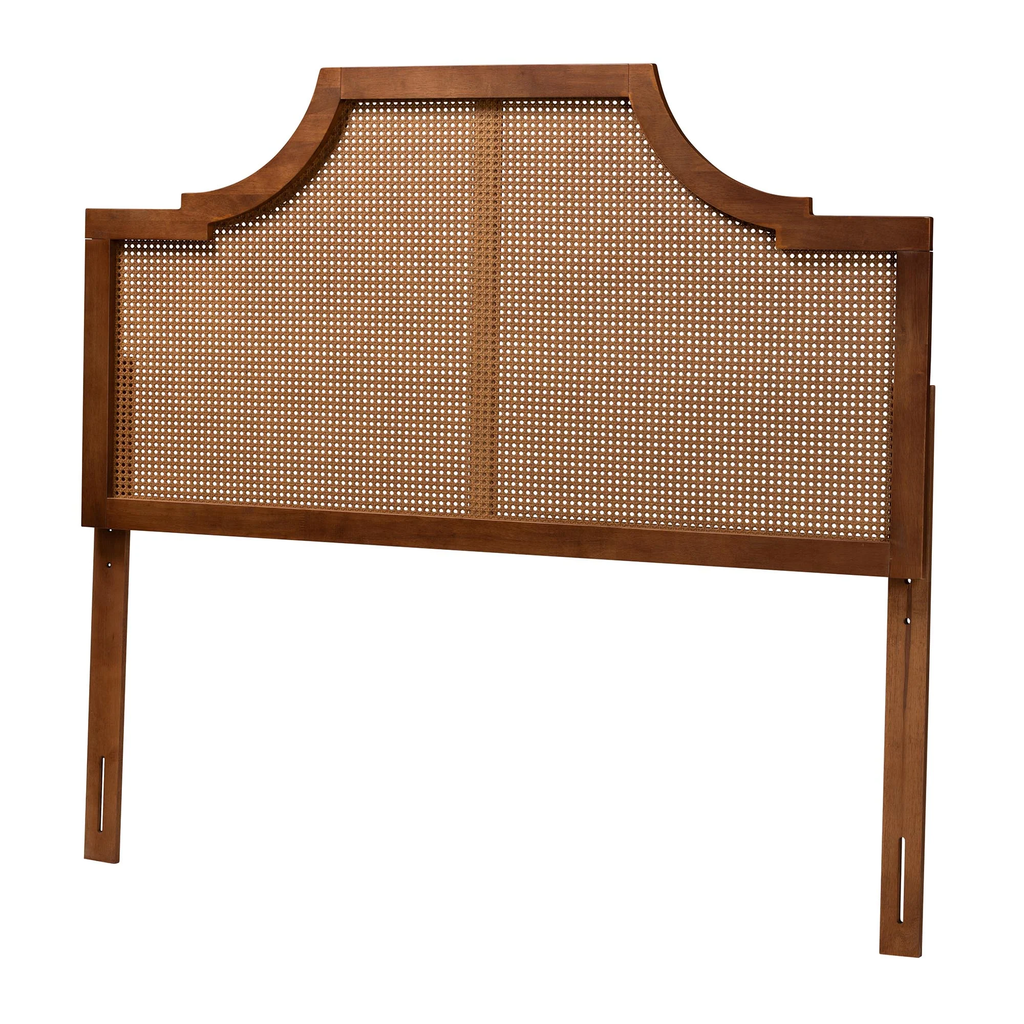 Baxton Studio Risha Mid-Century Modern Ash Walnut Finished Wood and Rattan Queen Size Headboard - Image 2