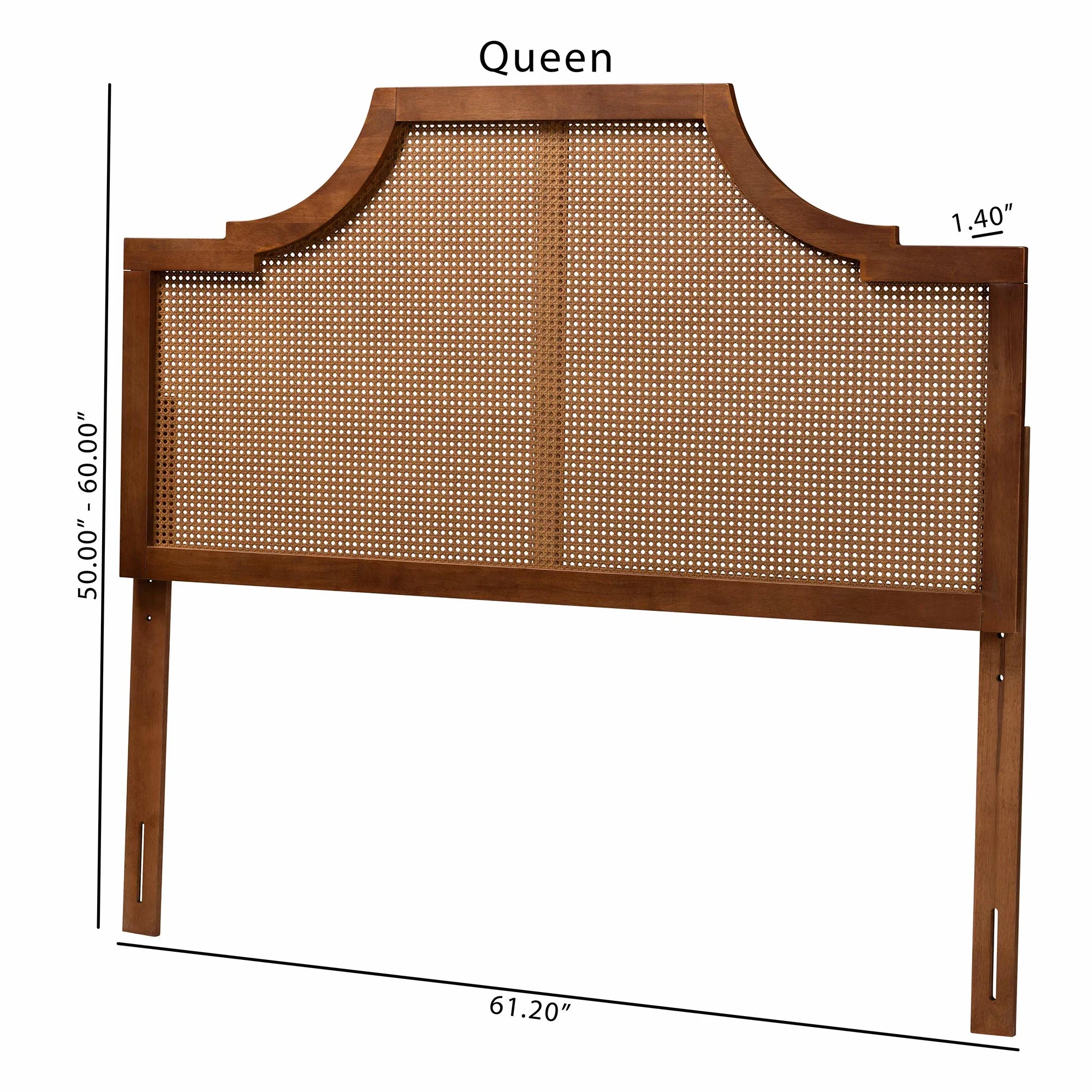 Baxton Studio Risha Mid-Century Modern Ash Walnut Finished Wood and Rattan Queen Size Headboard - Image 7