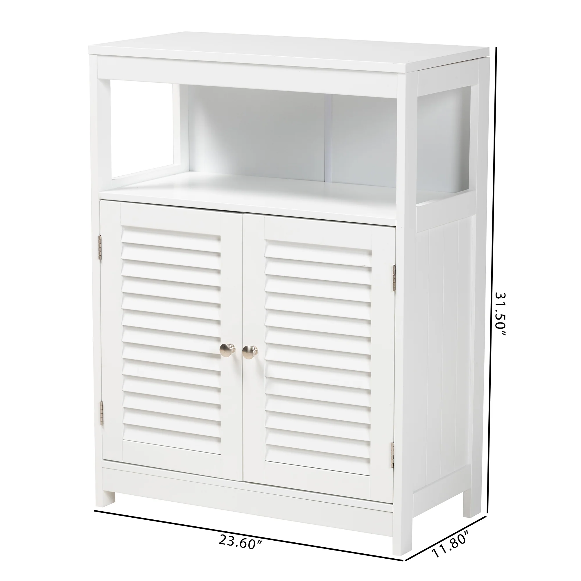 Baxton Studio Rivera Modern and Contemporary White Finished Wood and Silver Metal 2-Door Bathroom Storage Cabinet - Image 3