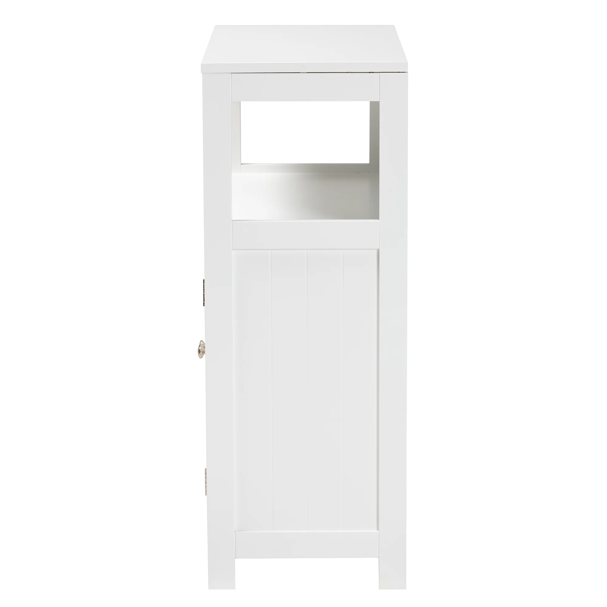 Baxton Studio Rivera Modern and Contemporary White Finished Wood and Silver Metal 2-Door Bathroom Storage Cabinet - Image 7