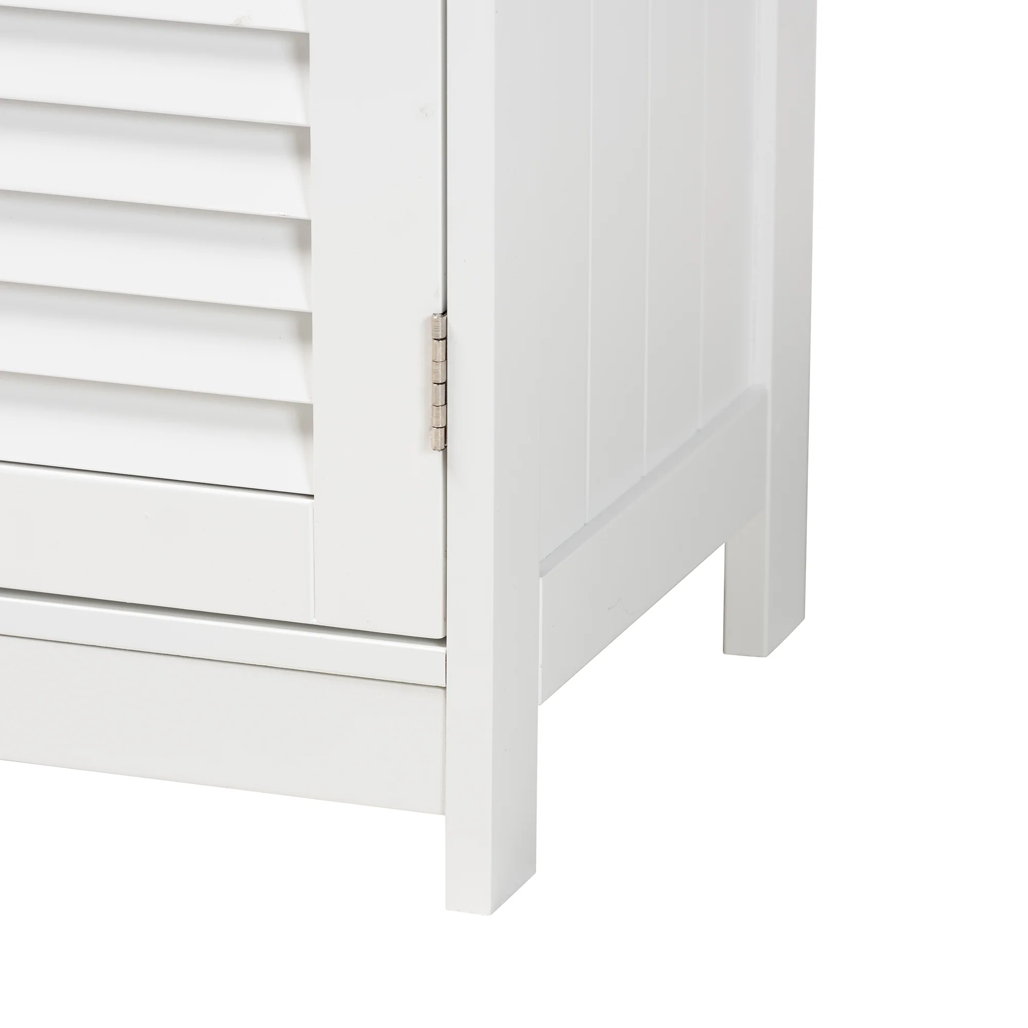 Baxton Studio Rivera Modern and Contemporary White Finished Wood and Silver Metal 2-Door Bathroom Storage Cabinet - Image 9