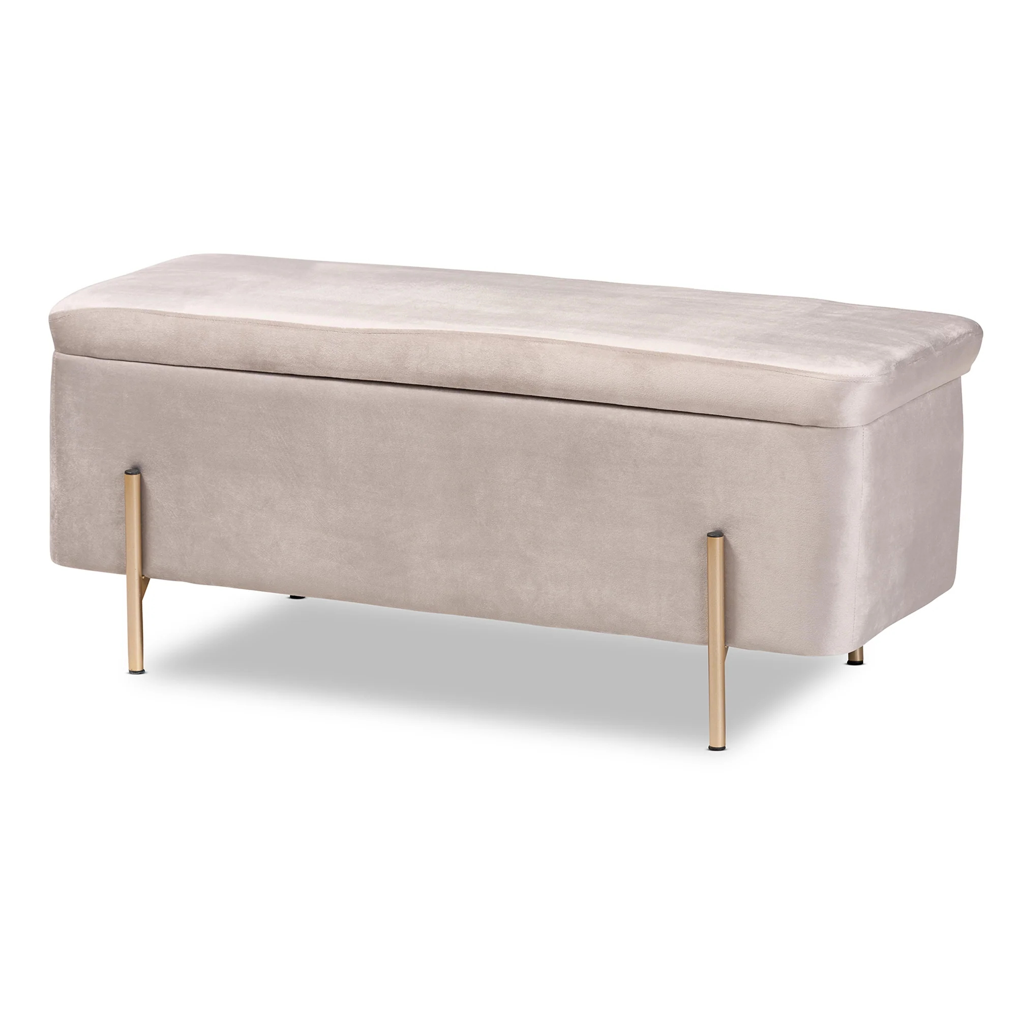Baxton Studio Rockwell Contemporary Glam and Luxe Grey Velvet Fabric Upholstered and Gold Finished Metal Storage Bench - Image 2