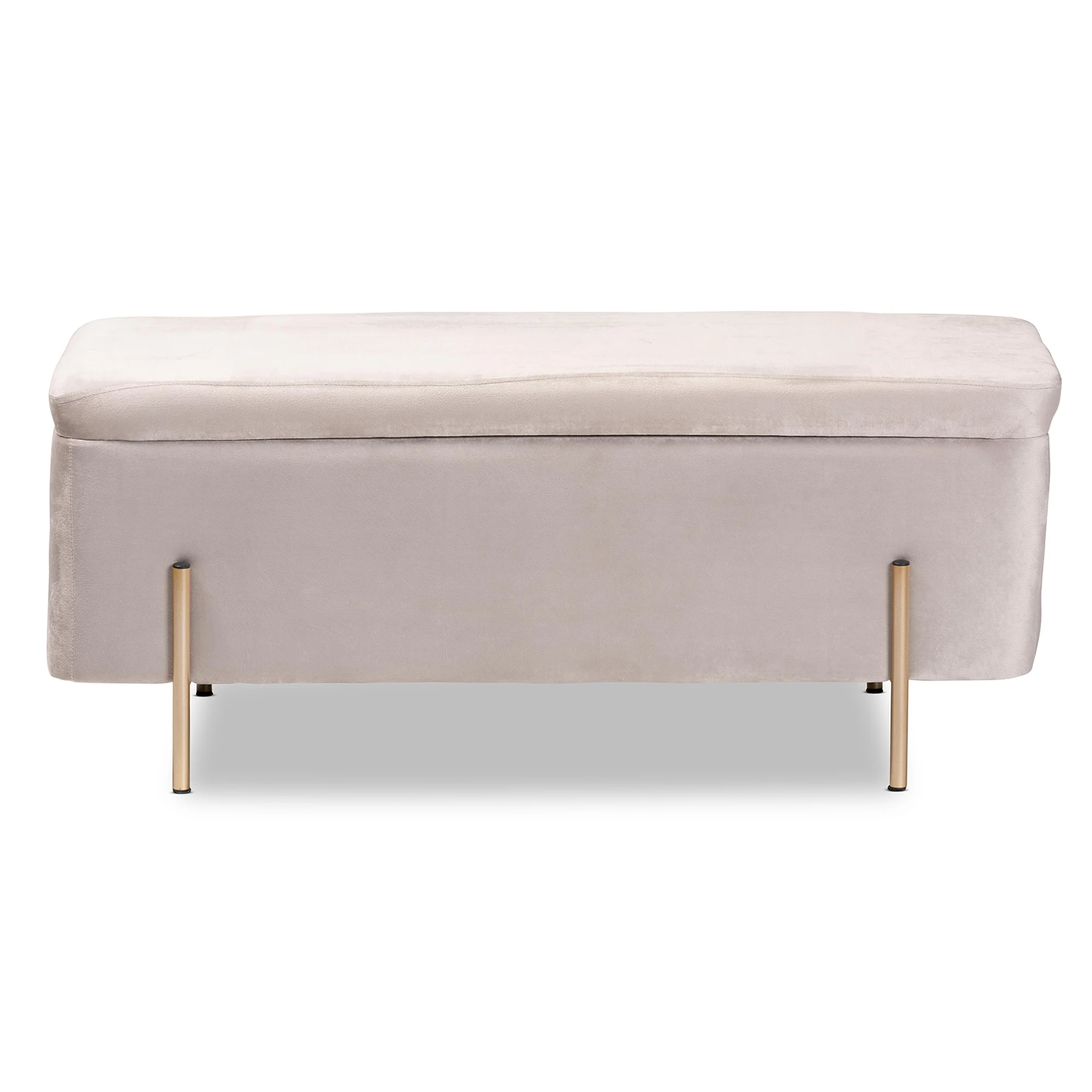 Baxton Studio Rockwell Contemporary Glam and Luxe Grey Velvet Fabric Upholstered and Gold Finished Metal Storage Bench - Image 4