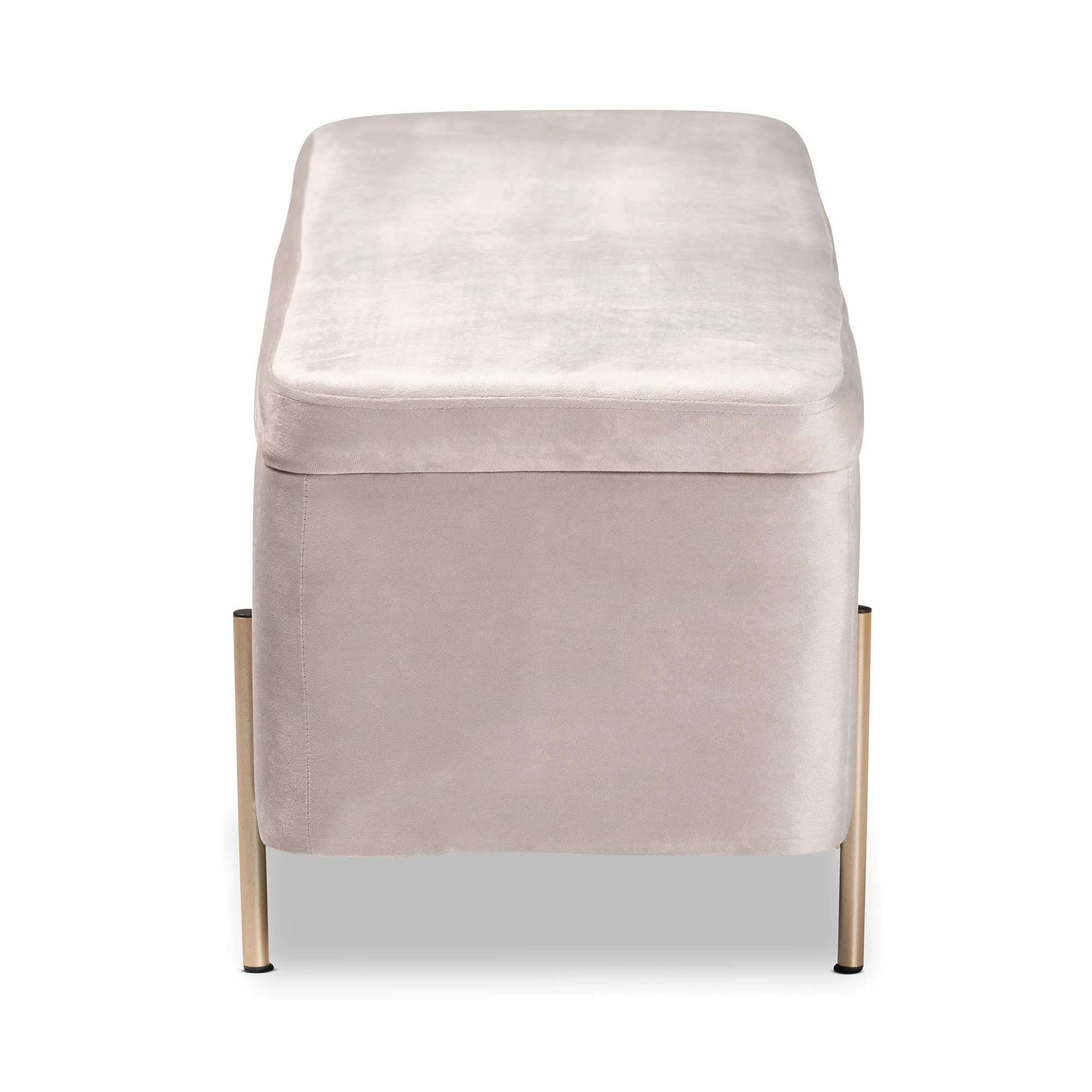 Baxton Studio Rockwell Contemporary Glam and Luxe Grey Velvet Fabric Upholstered and Gold Finished Metal Storage Bench - Image 5