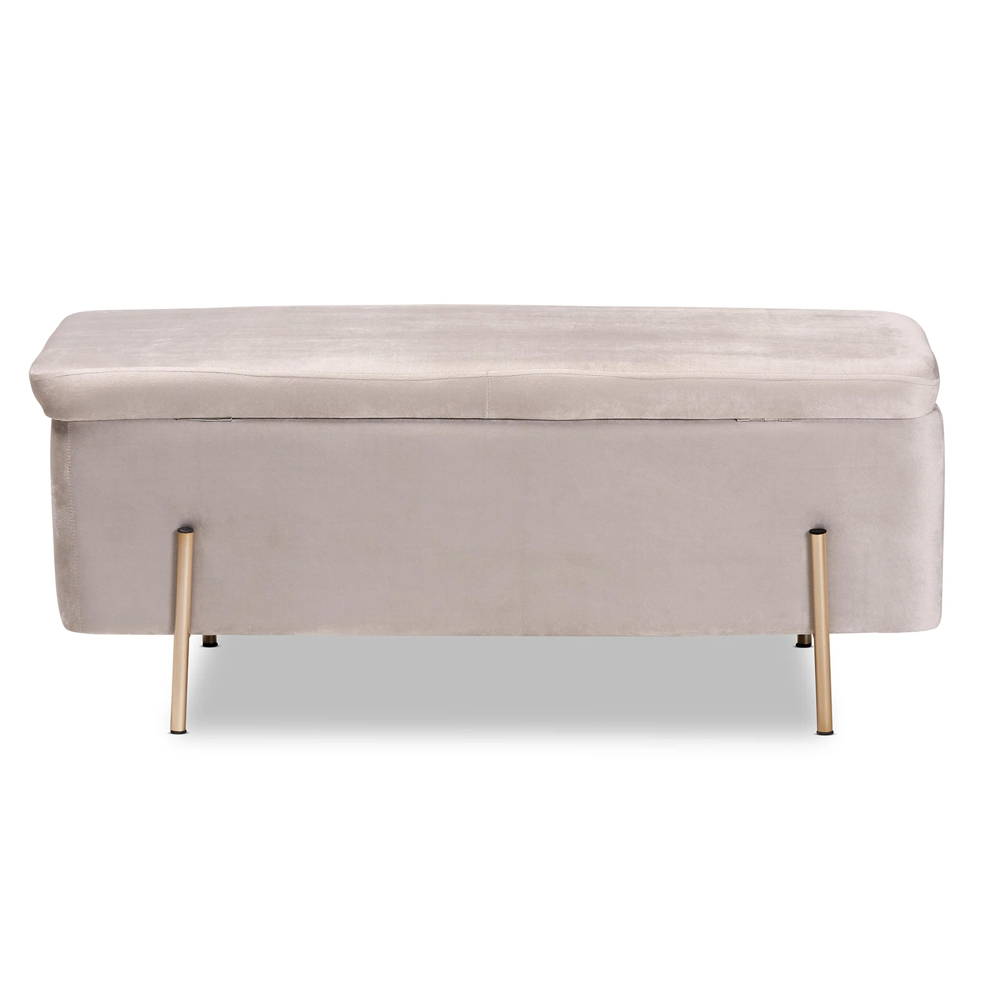 Baxton Studio Rockwell Contemporary Glam and Luxe Grey Velvet Fabric Upholstered and Gold Finished Metal Storage Bench - Image 6