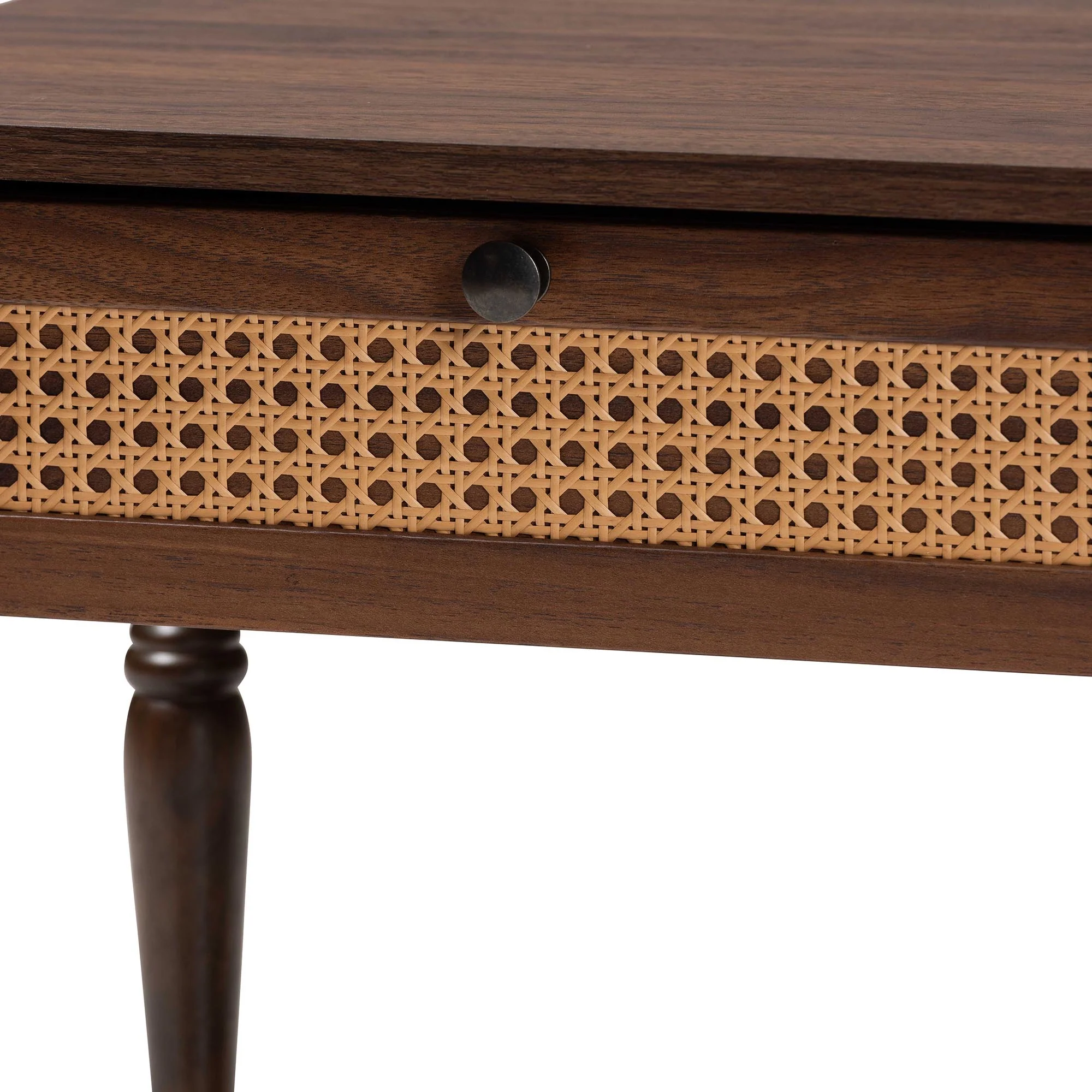Baxton Studio Roden Transitional Dark Brown Nightstand with Rattan - Image 10