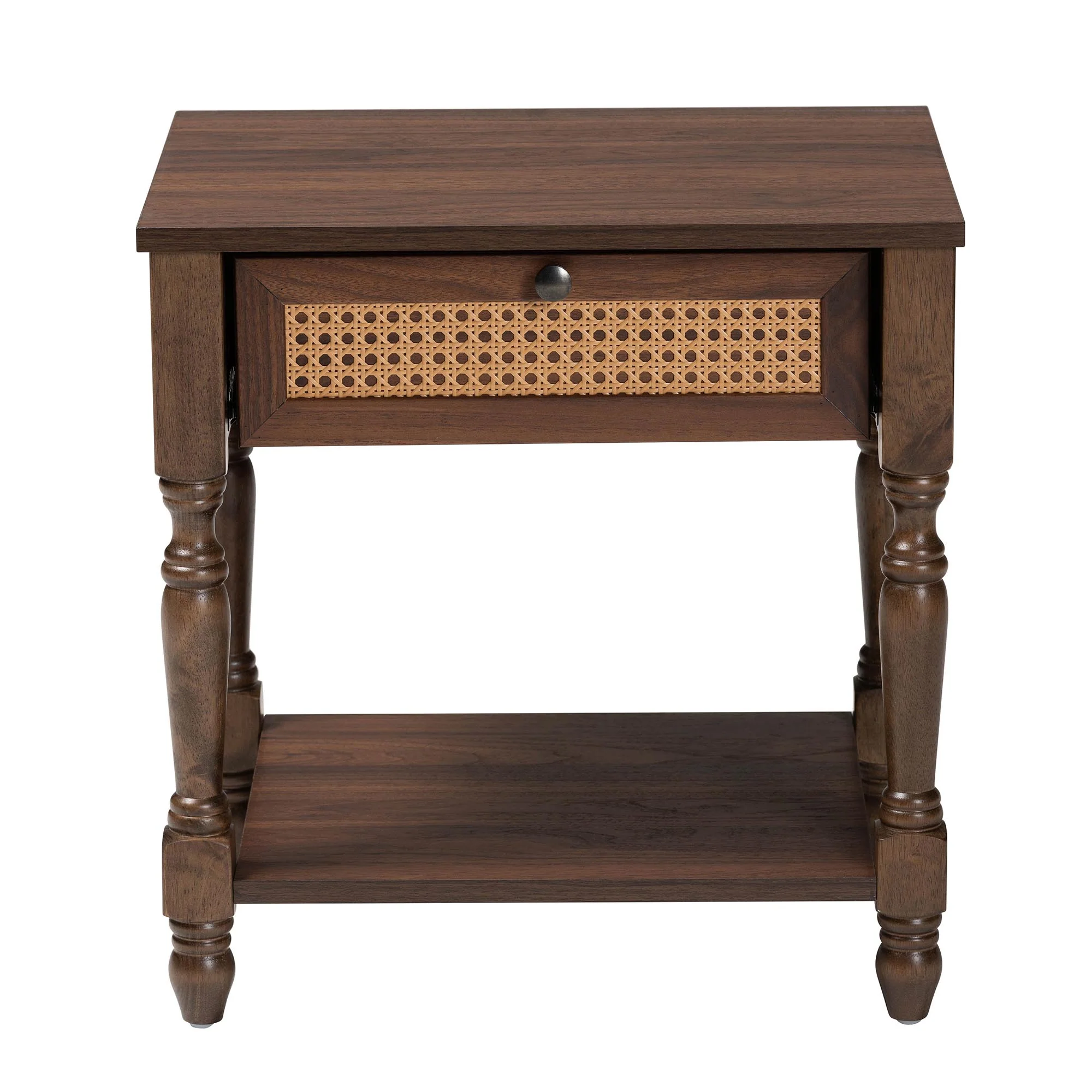Baxton Studio Roden Transitional Dark Brown Nightstand with Rattan - Image 7