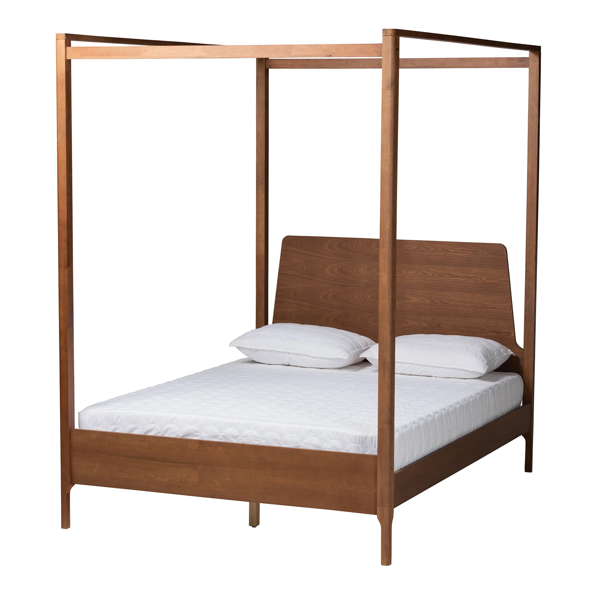 Baxton Studio Roman Classic and Traditional Ash Walnut Finished Wood Queen Size Canopy Bed - Image 2