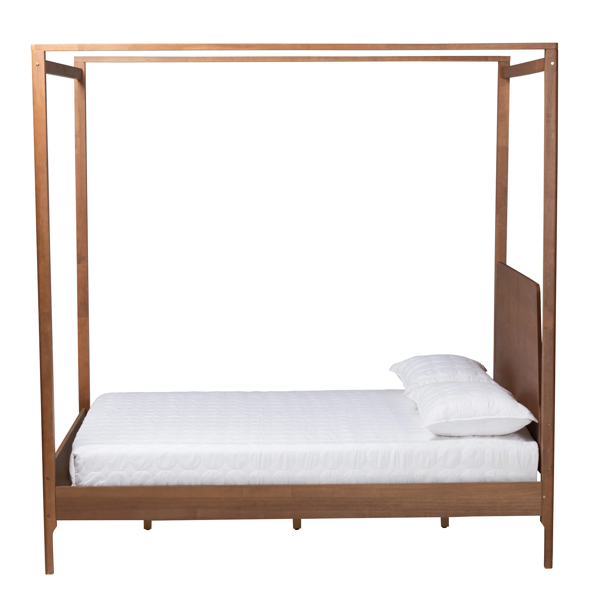 Baxton Studio Roman Classic and Traditional Ash Walnut Finished Wood Queen Size Canopy Bed - Image 3