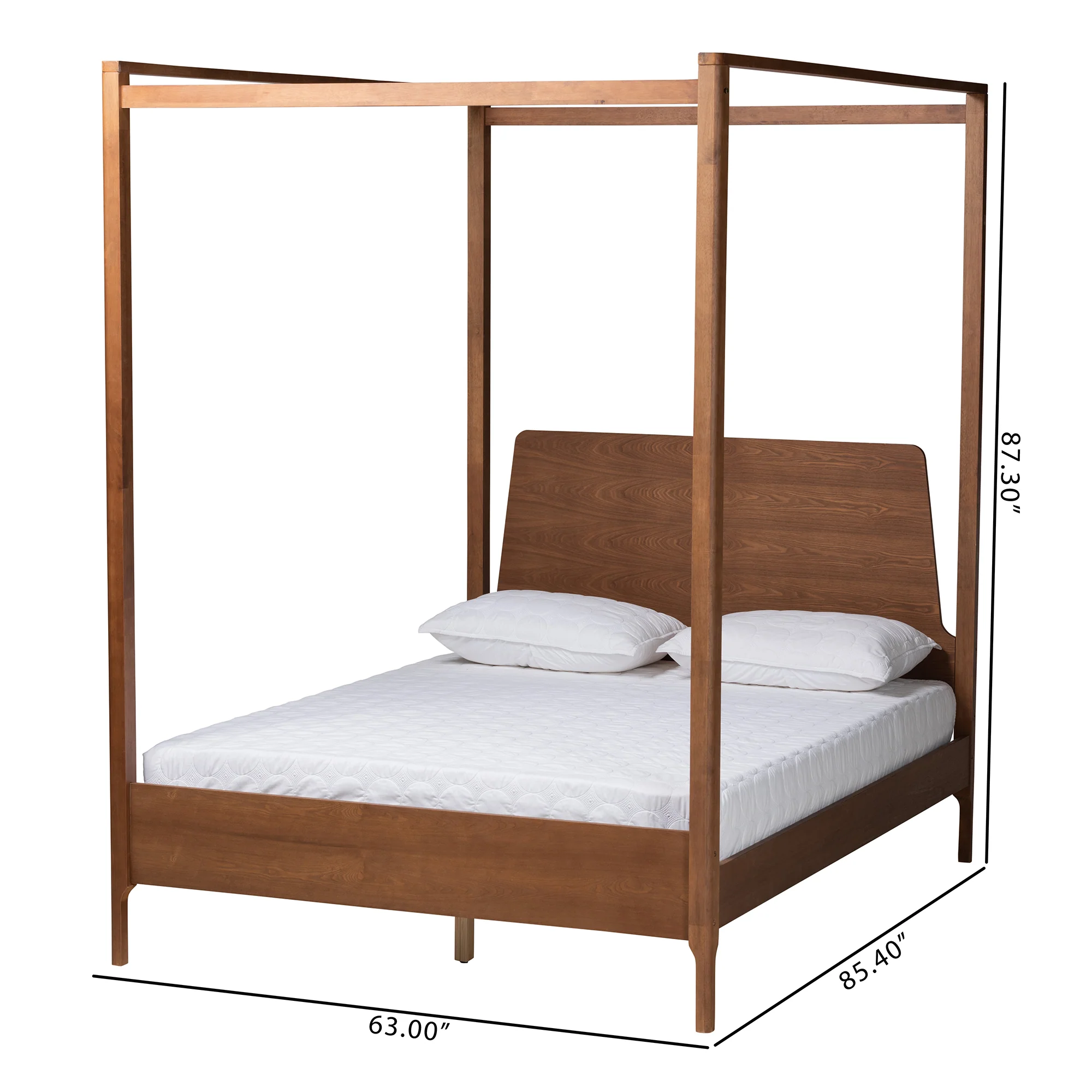 Baxton Studio Roman Classic and Traditional Ash Walnut Finished Wood Queen Size Canopy Bed - Image 8