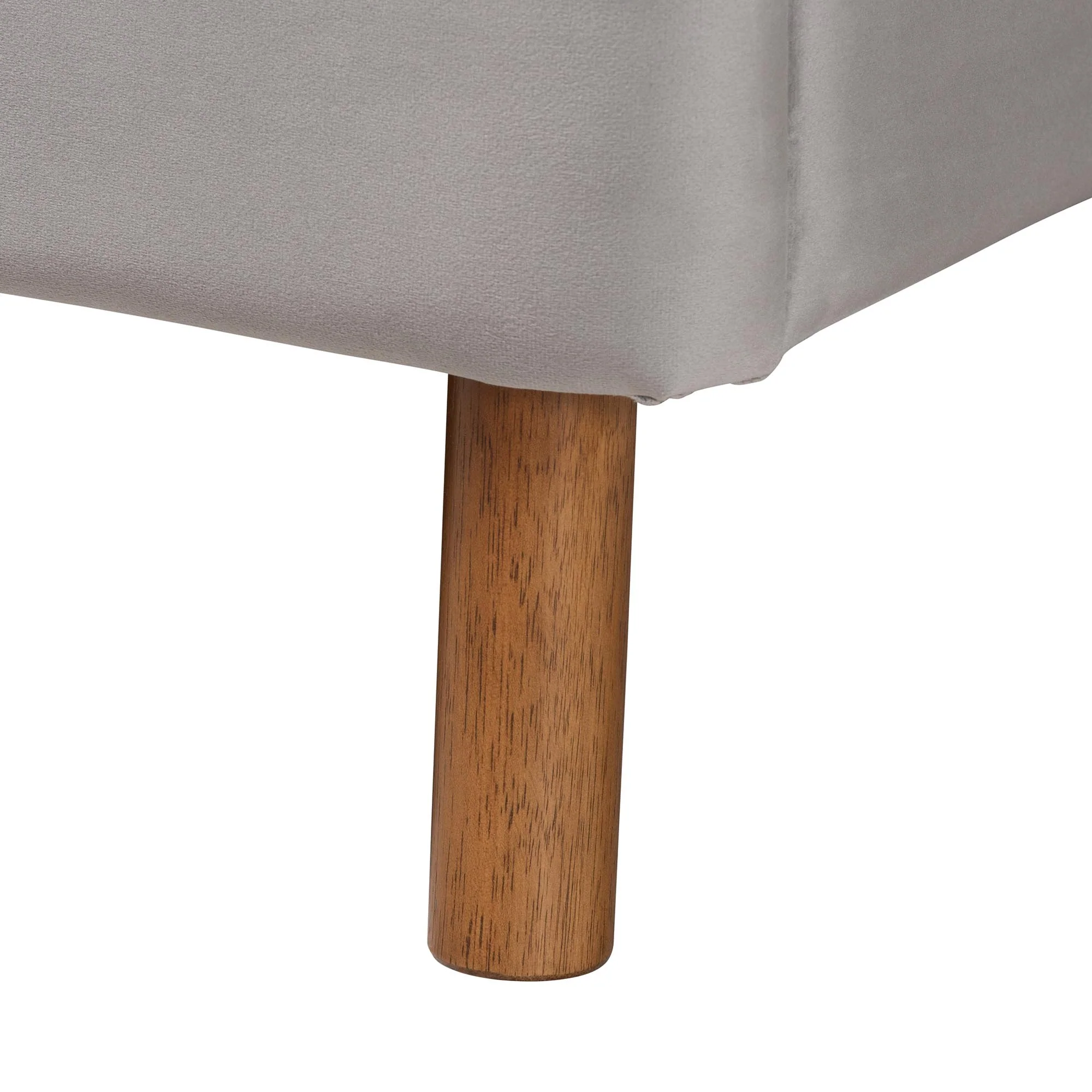 Baxton Studio Rosita Mid-Century Modern Transitional Light Grey Velvet Fabric and Walnut Brown Finished Wood Queen Size Platform Bed - Image 6