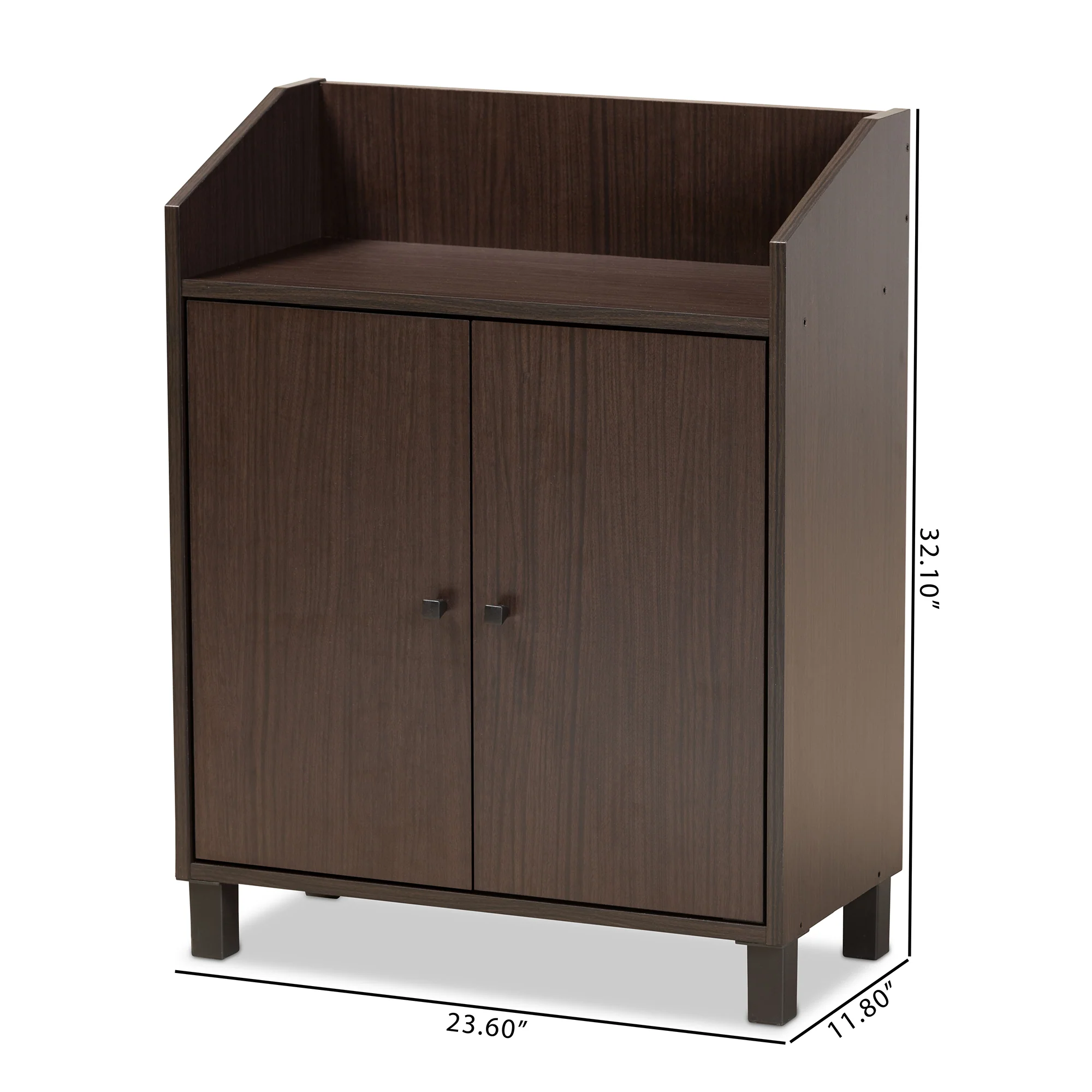 Baxton Studio Rossin Modern and Contemporary Dark Brown Finished Wood 2-Door Entryway Shoe Storage Cabinet with Top Shelf - Image 4