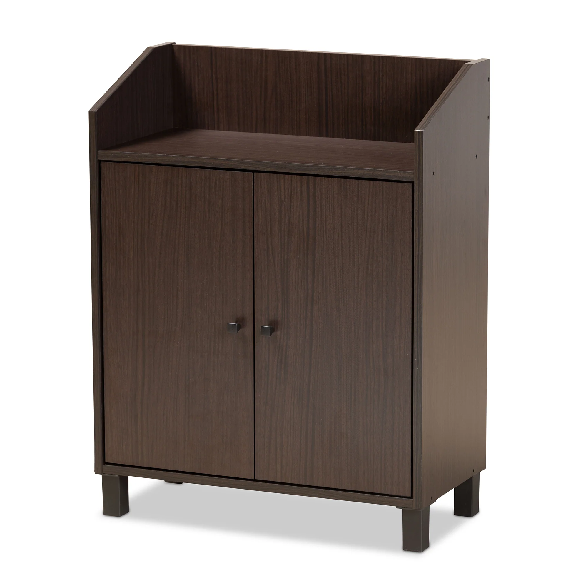 Baxton Studio Rossin Modern and Contemporary Dark Brown Finished Wood 2-Door Entryway Shoe Storage Cabinet with Top Shelf - Image 6