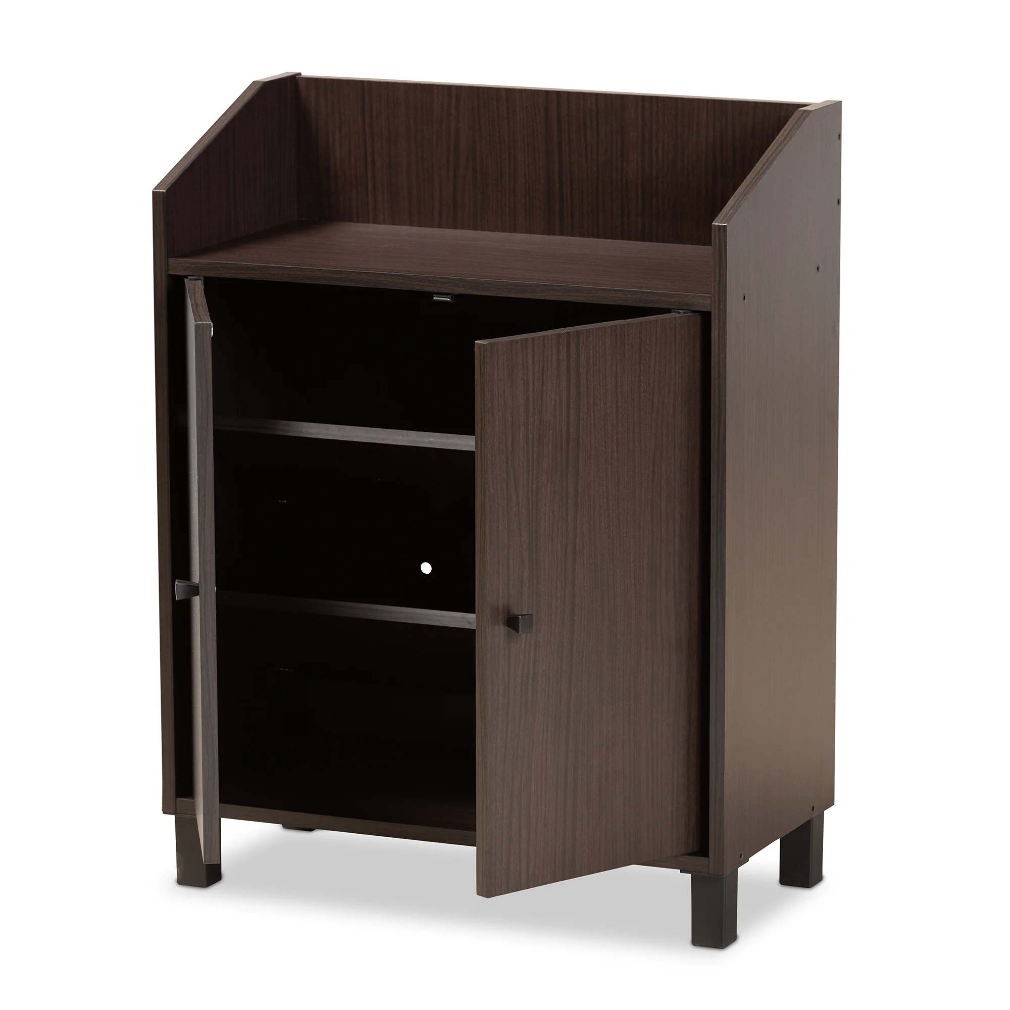 Baxton Studio Rossin Modern and Contemporary Dark Brown Finished Wood 2-Door Entryway Shoe Storage Cabinet with Top Shelf - Image 7