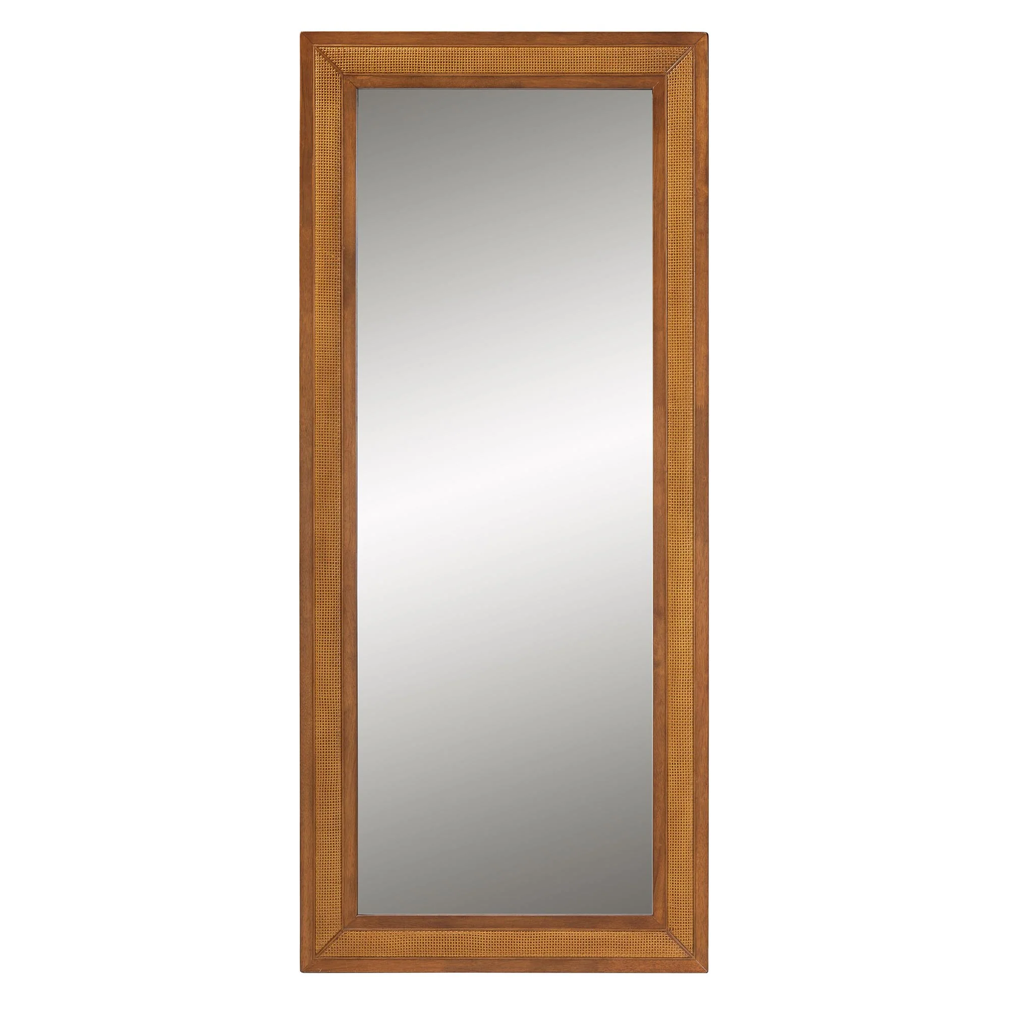Baxton Studio Rowanne Mid-Century Modern Walnut Brown Rubberwood and Rattan Frame Wall Mirror - Image 2