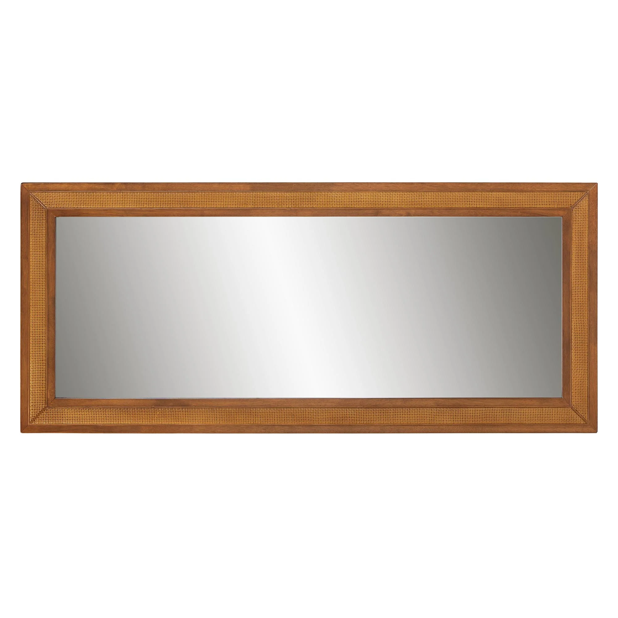 Baxton Studio Rowanne Mid-Century Modern Walnut Brown Rubberwood and Rattan Frame Wall Mirror - Image 3
