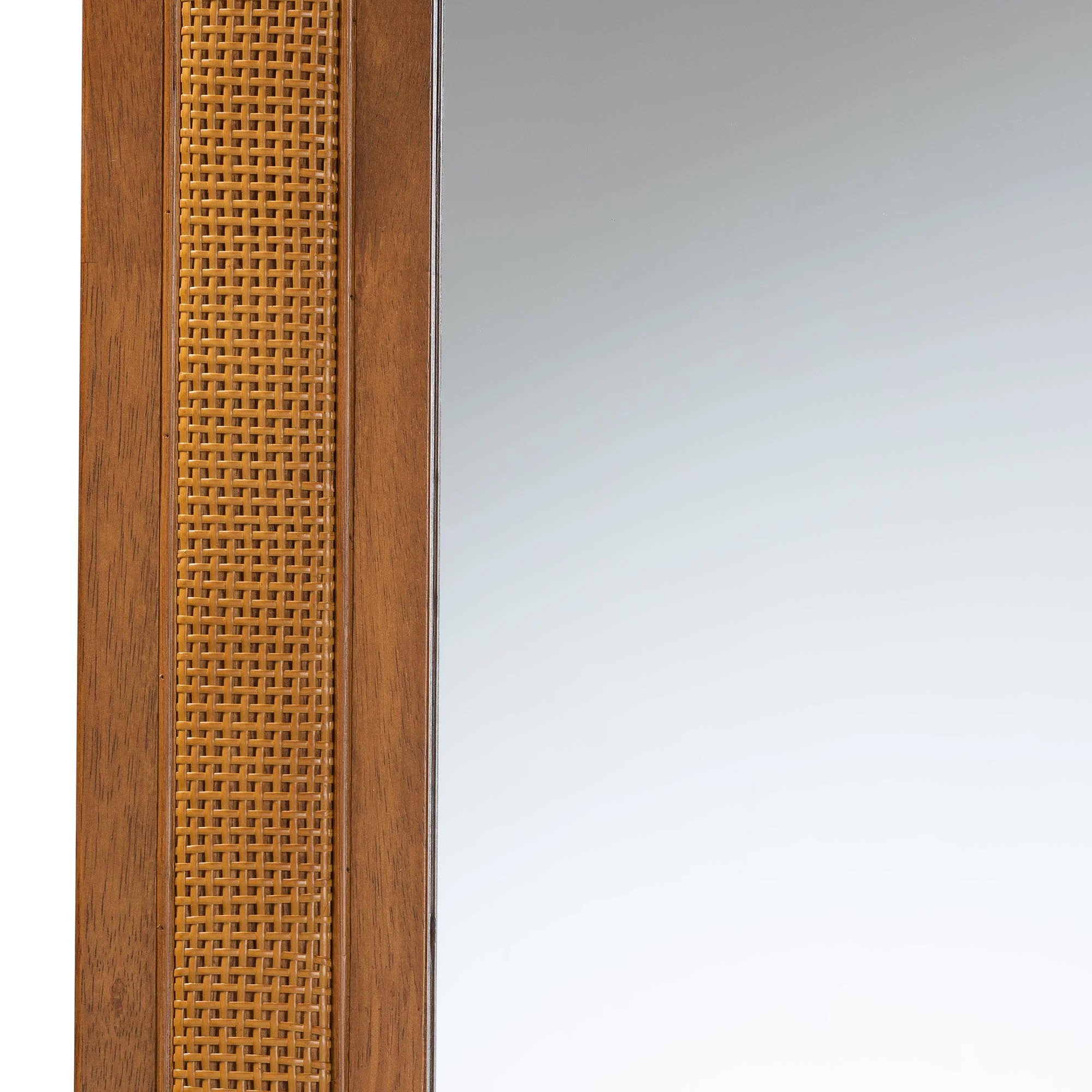 Baxton Studio Rowanne Mid-Century Modern Walnut Brown Rubberwood and Rattan Frame Wall Mirror - Image 4