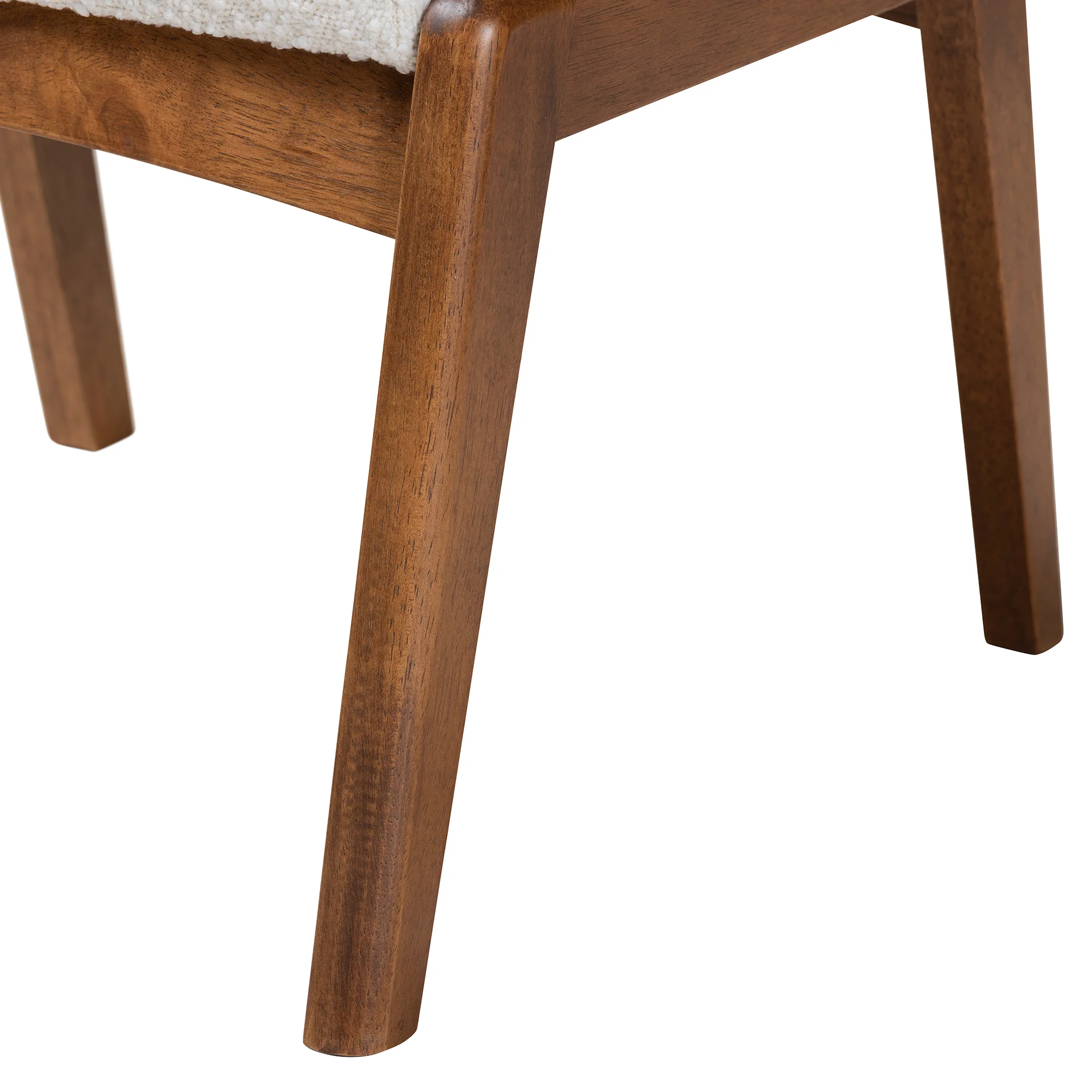 Baxton Studio Roxy Mid-Century Modern Off-White Boucle Upholstered and Walnut Brown Finished Wood Ottoman Footstool - Image 5