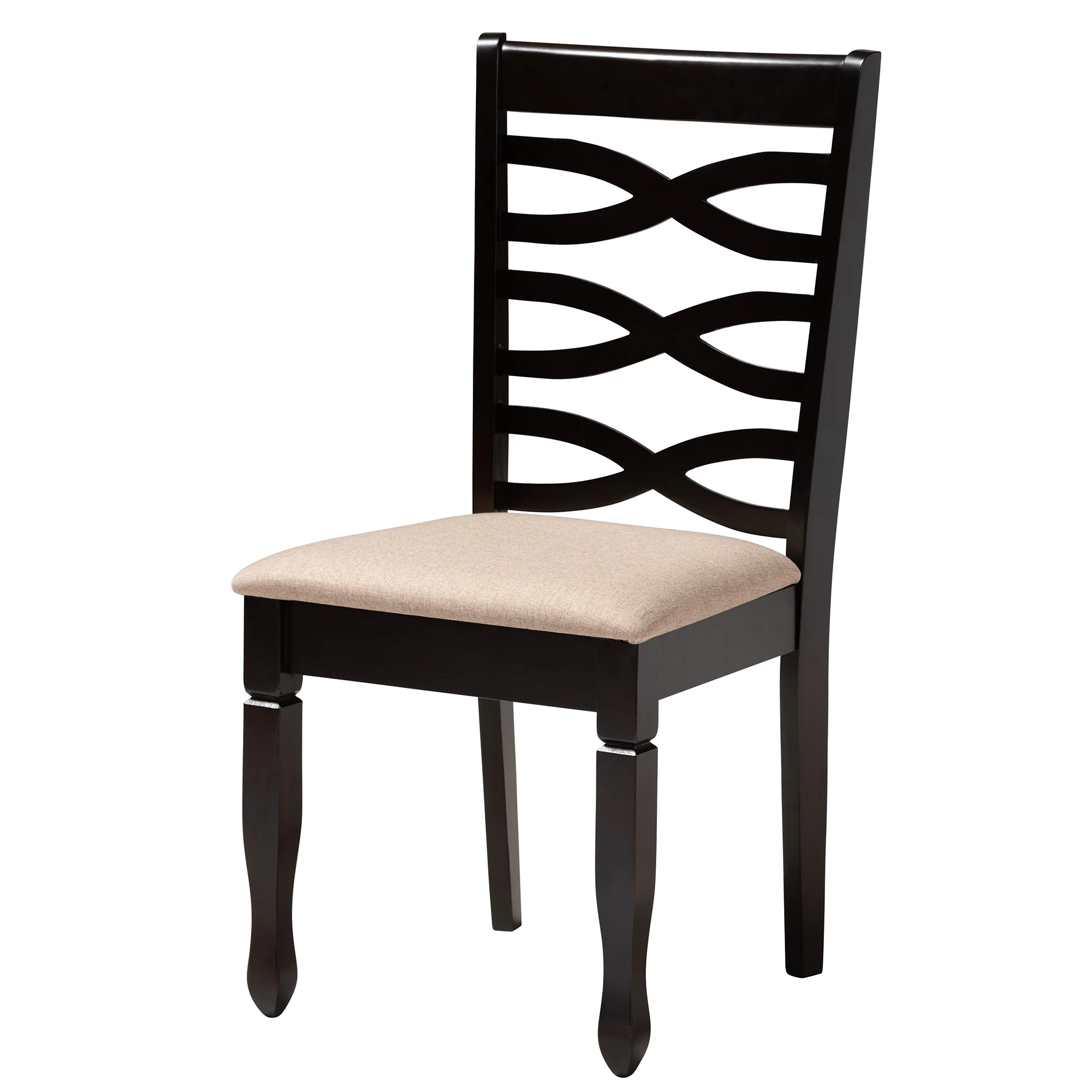 Baxton Studio Ruby Modern Beige Fabric and Dark Brown Finished Wood 5-Piece Dining Set - Image 5