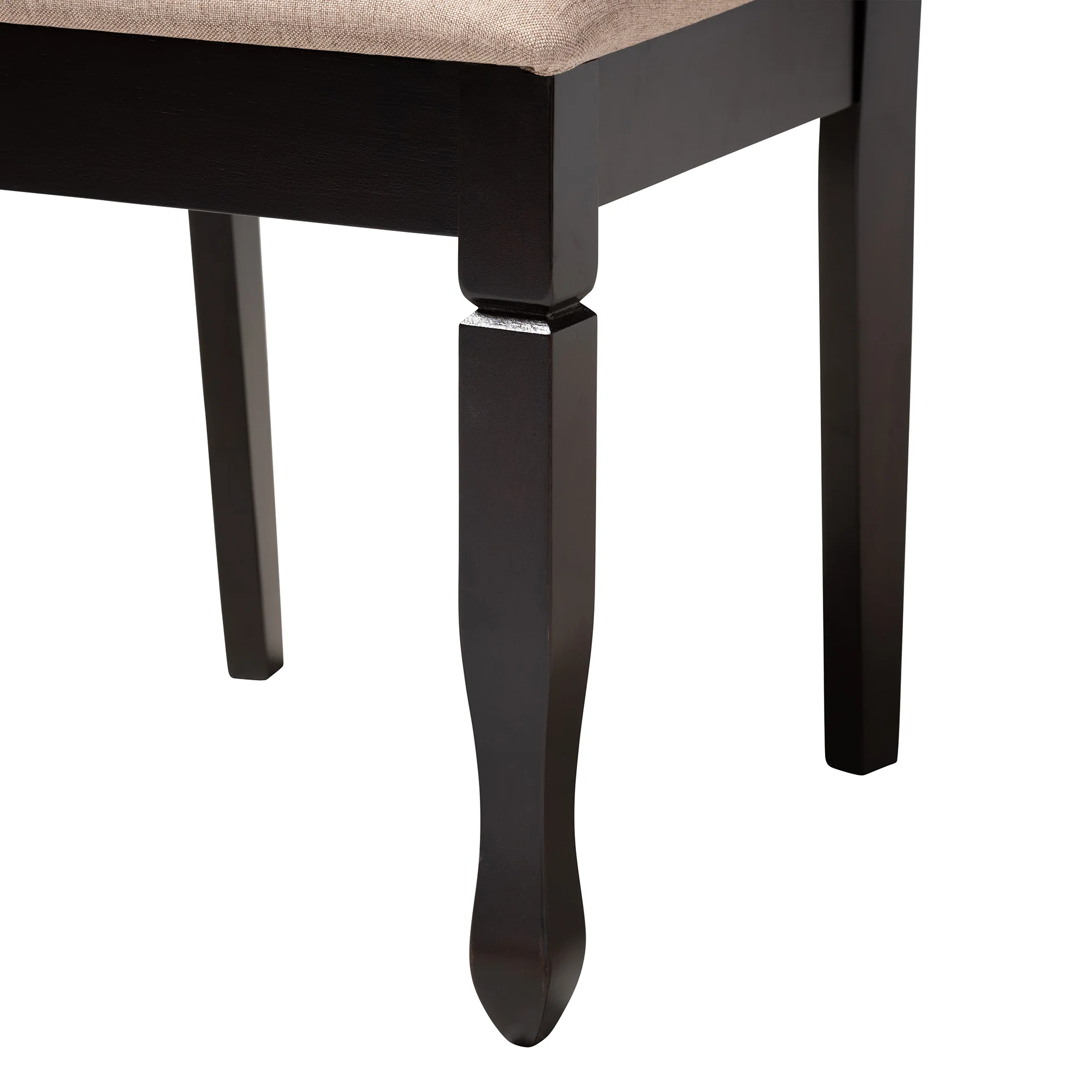 Baxton Studio Ruby Modern Beige Fabric and Dark Brown Finished Wood 5-Piece Dining Set - Image 9
