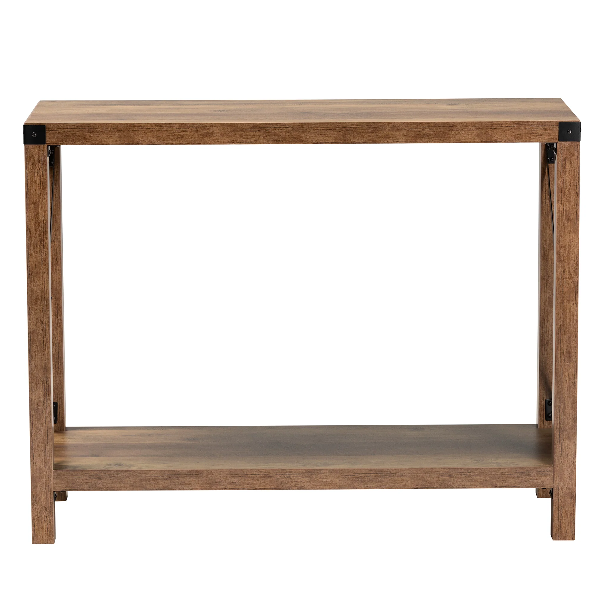 Baxton Studio Rumi Modern Farmhouse Natural Brown Finished Wood and Black Metal Console Table - Image 3