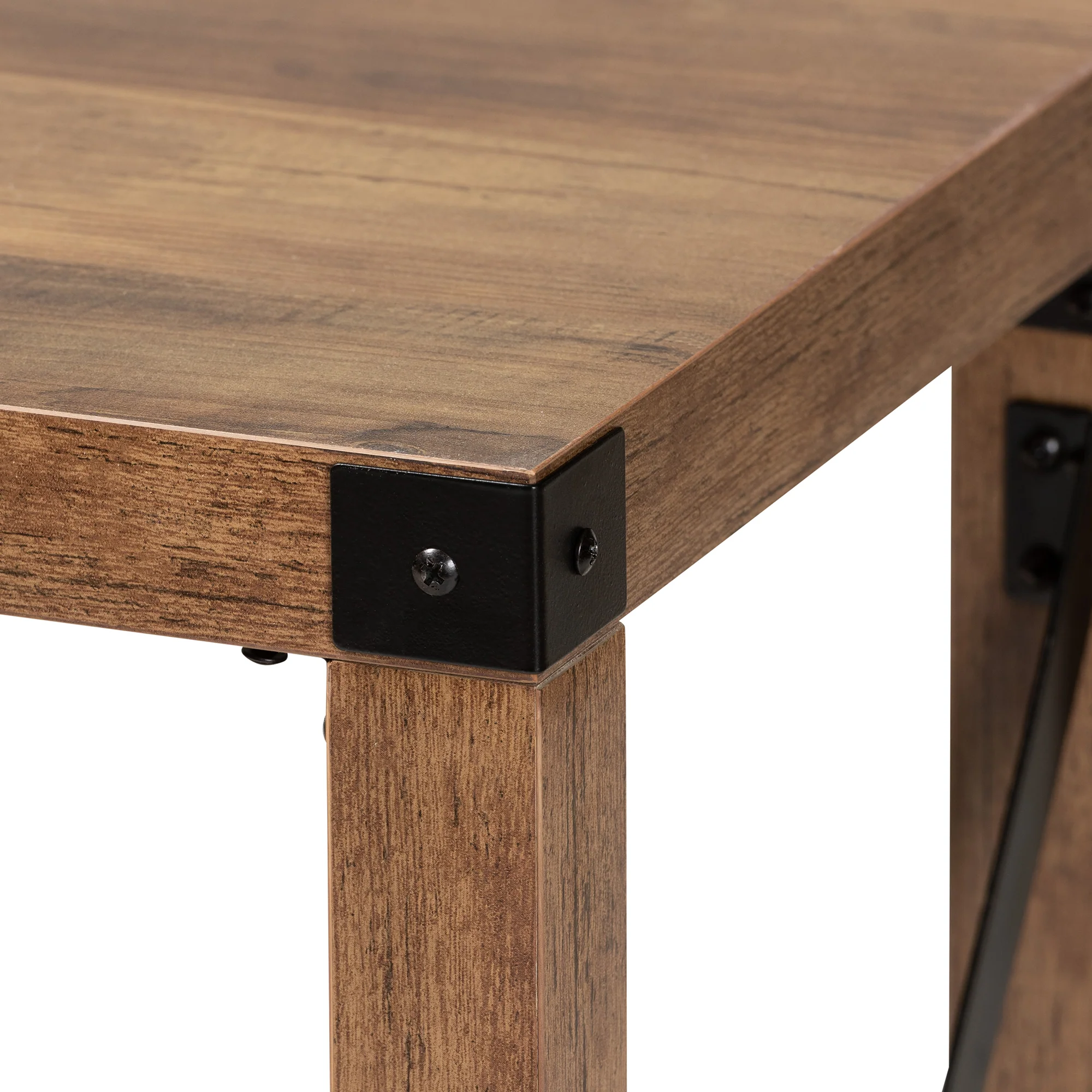 Baxton Studio Rumi Modern Farmhouse Natural Brown Finished Wood and Black Metal Console Table - Image 5