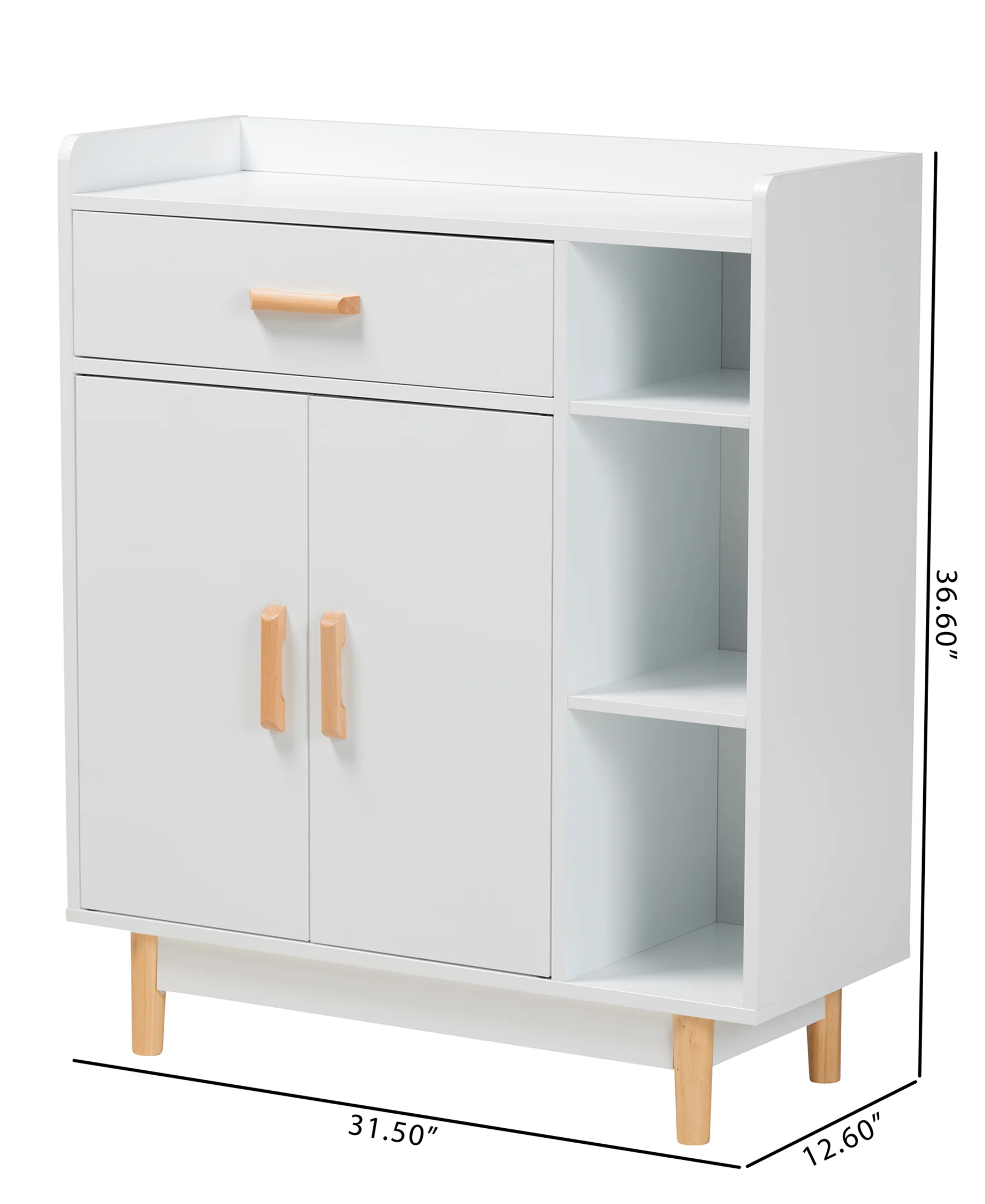Baxton Studio Russell Mid-Century Modern Two-Tone White and Oak Brown Finished Wood 2-Door Sideboard - Image 10