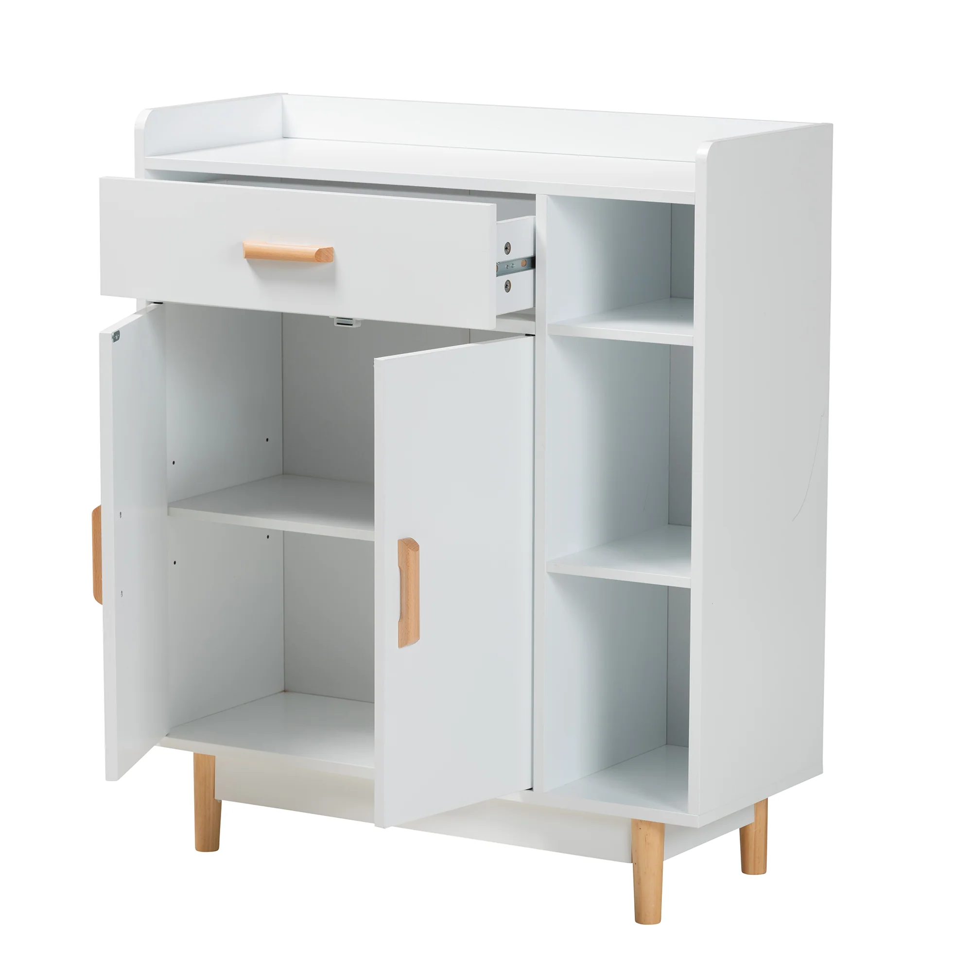 Baxton Studio Russell Mid-Century Modern Two-Tone White and Oak Brown Finished Wood 2-Door Sideboard - Image 3