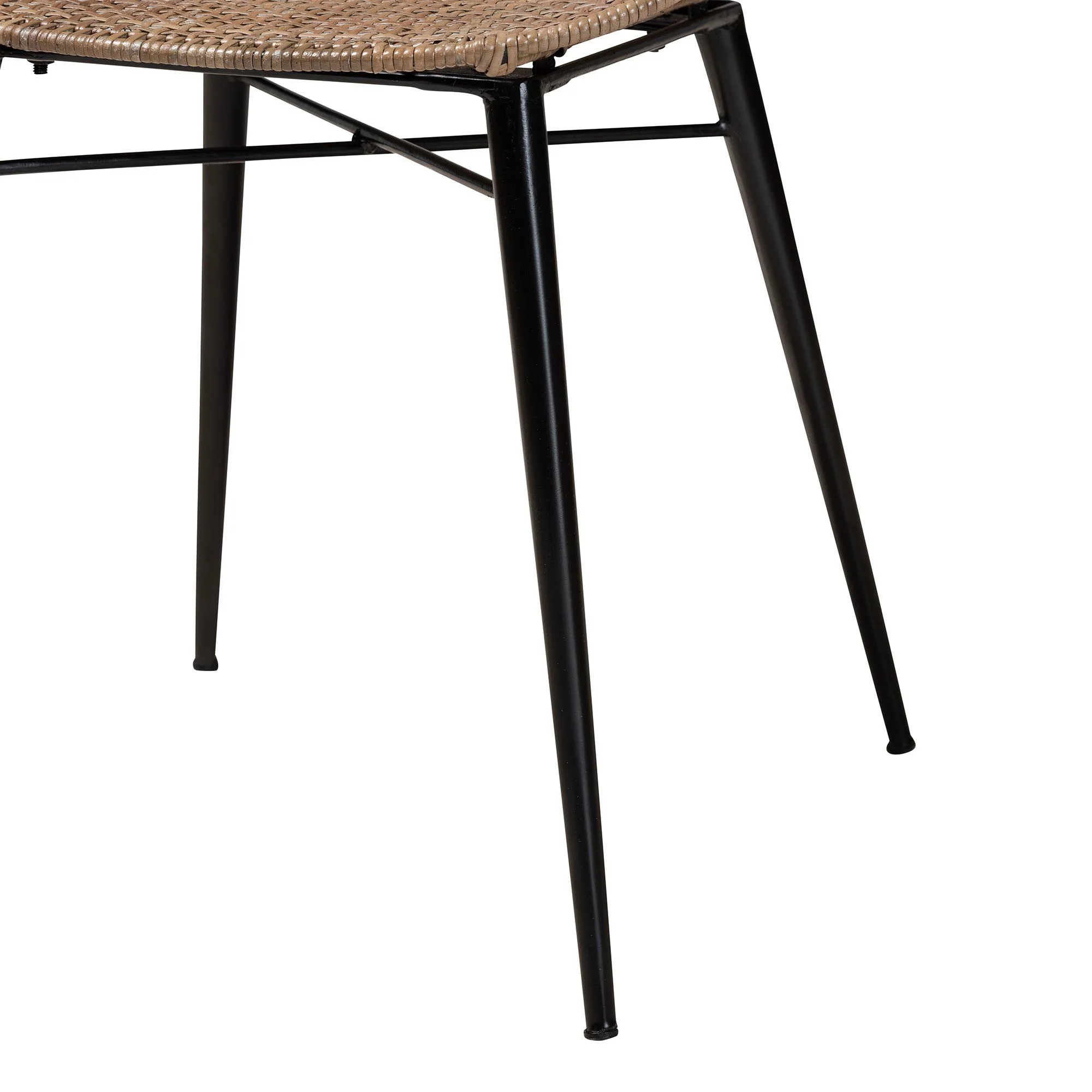 Baxton Studio Sabelle Japandi Natural Brown Finished Wood and Greywashed Rattan 5-Piece Dining Set - Image 7