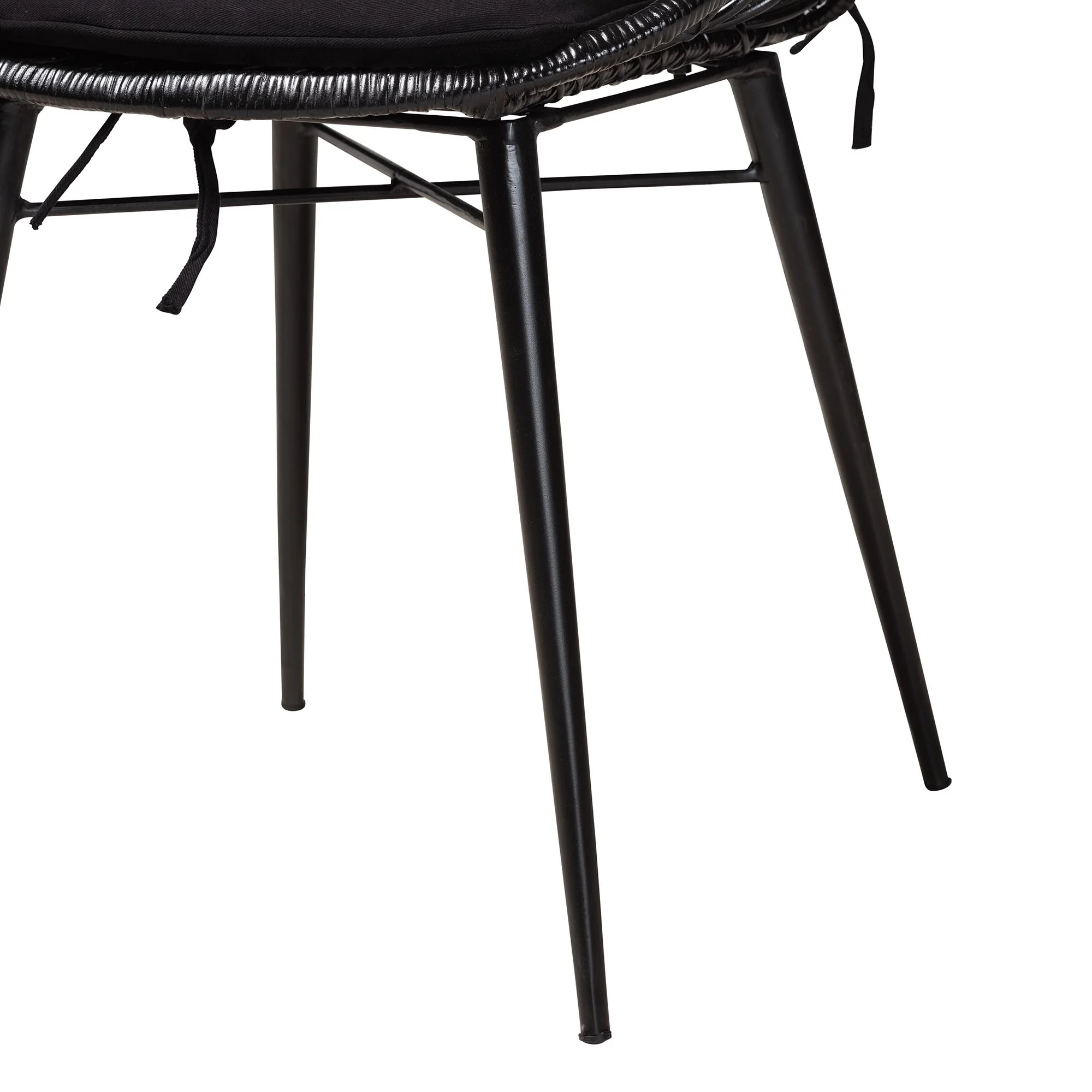 Baxton Studio Sabelle Modern Bohemian Black Finished Wood and Rattan 5-Piece Dining Set - Image 7