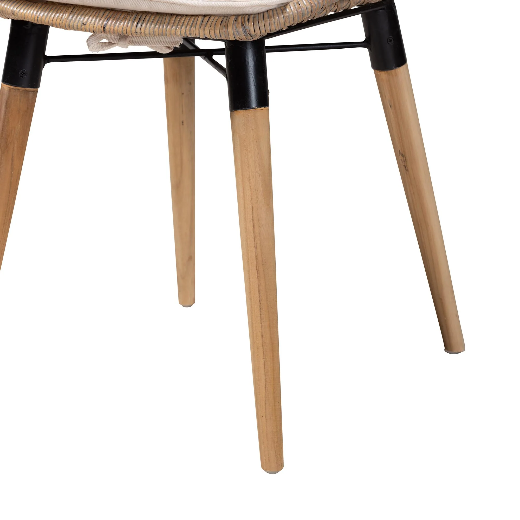 Baxton Studio Sabelle Modern Bohemian Light Blue Rattan and Natural Brown Finished Wood 5-Piece Dining Set - Image 19
