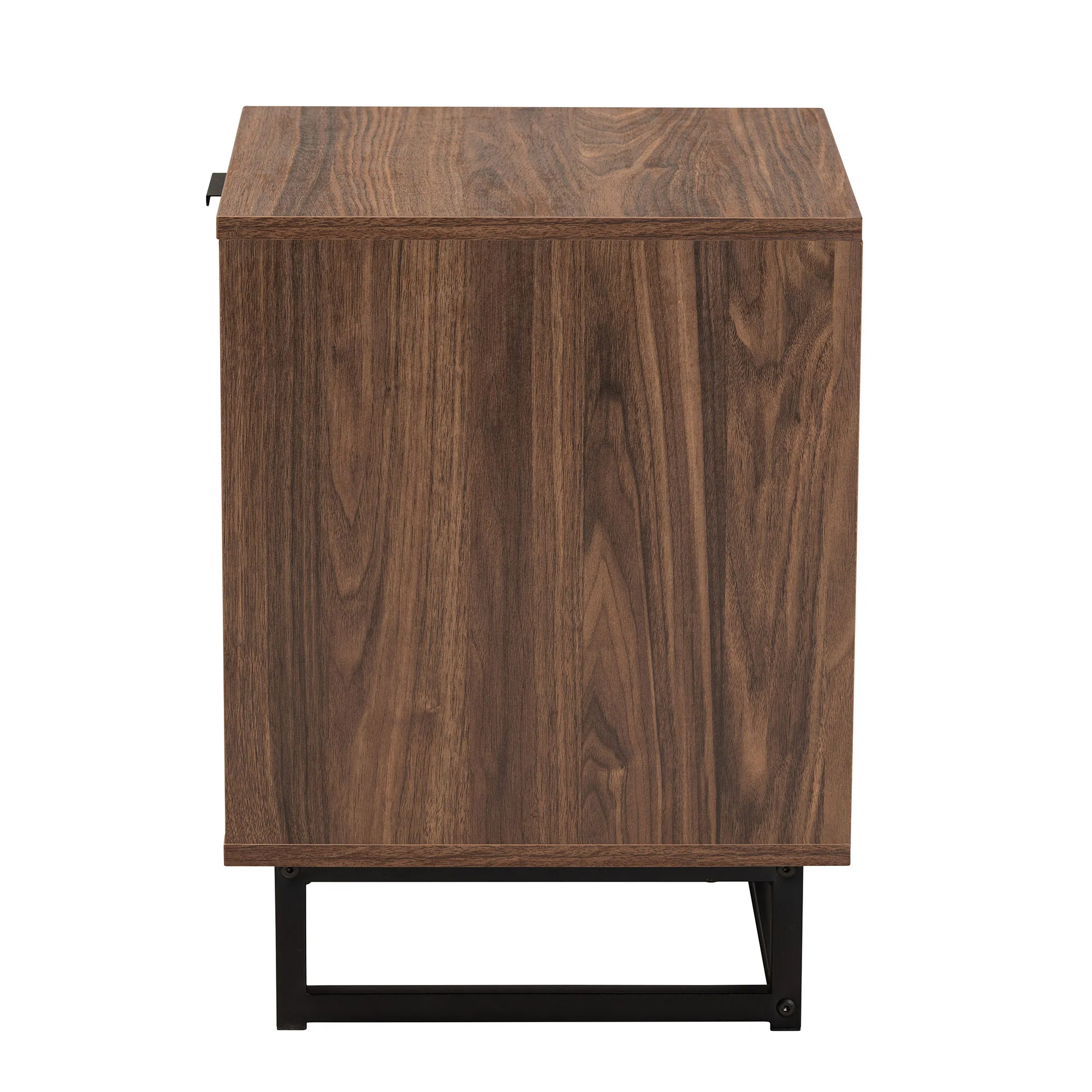 Baxton Studio Sadia Modern Walnut Brown Finished Wood and Black Metal 1-Drawer End Table - Image 5