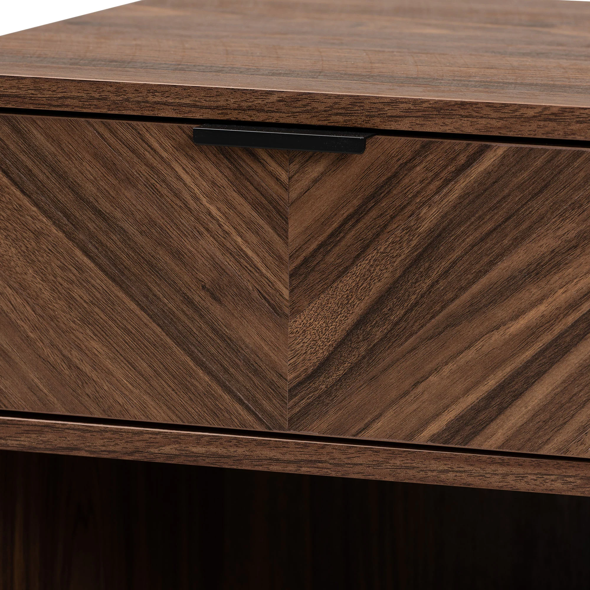 Baxton Studio Sadia Modern Walnut Brown Finished Wood and Black Metal 1-Drawer End Table - Image 6
