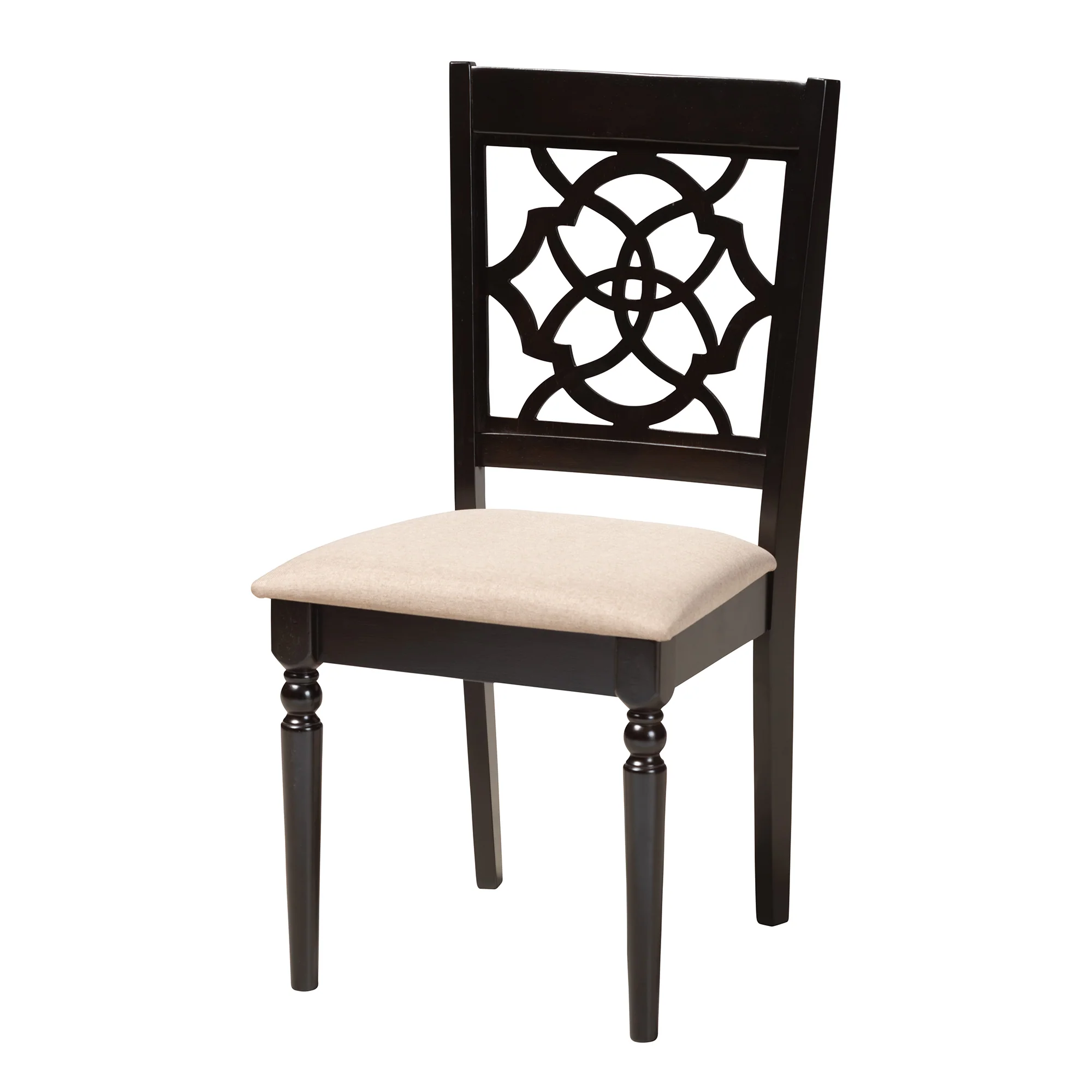 Baxton Studio Sadie Modern Beige Fabric and Espresso Brown Finished Wood 5-Piece Dining Set - Image 3