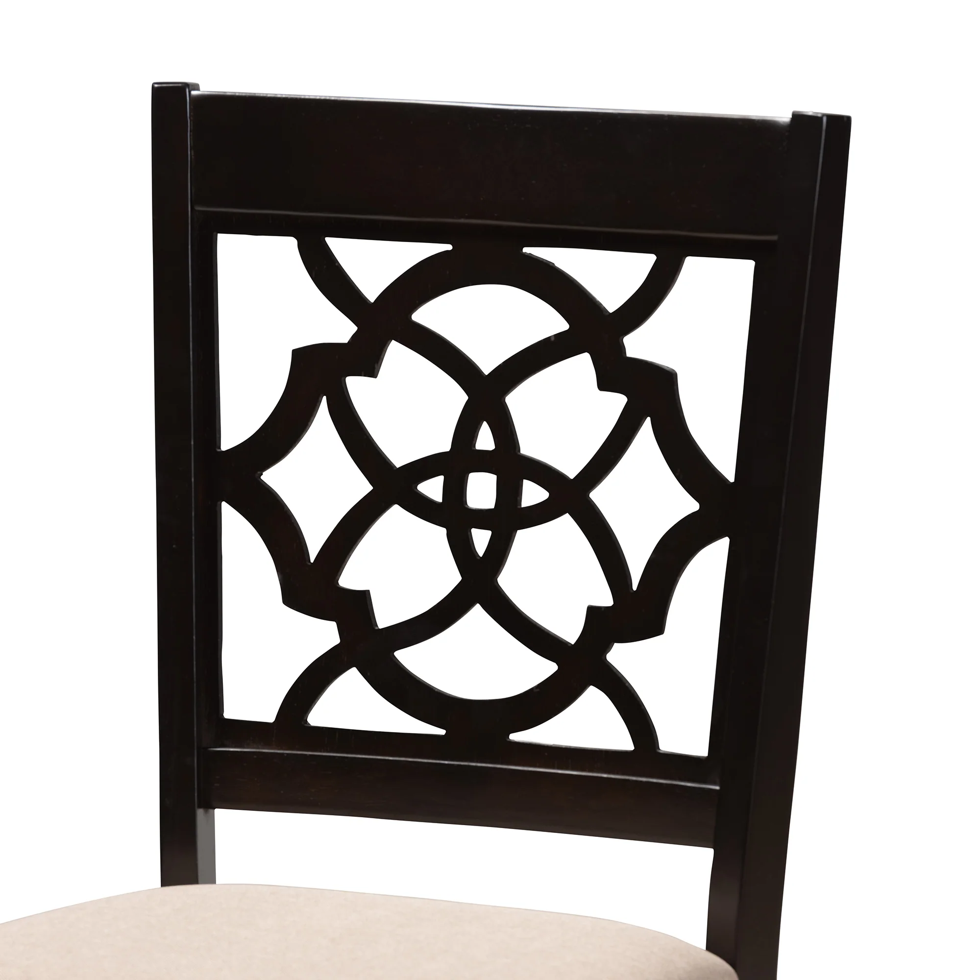 Baxton Studio Sadie Modern Beige Fabric and Espresso Brown Finished Wood 5-Piece Dining Set - Image 6