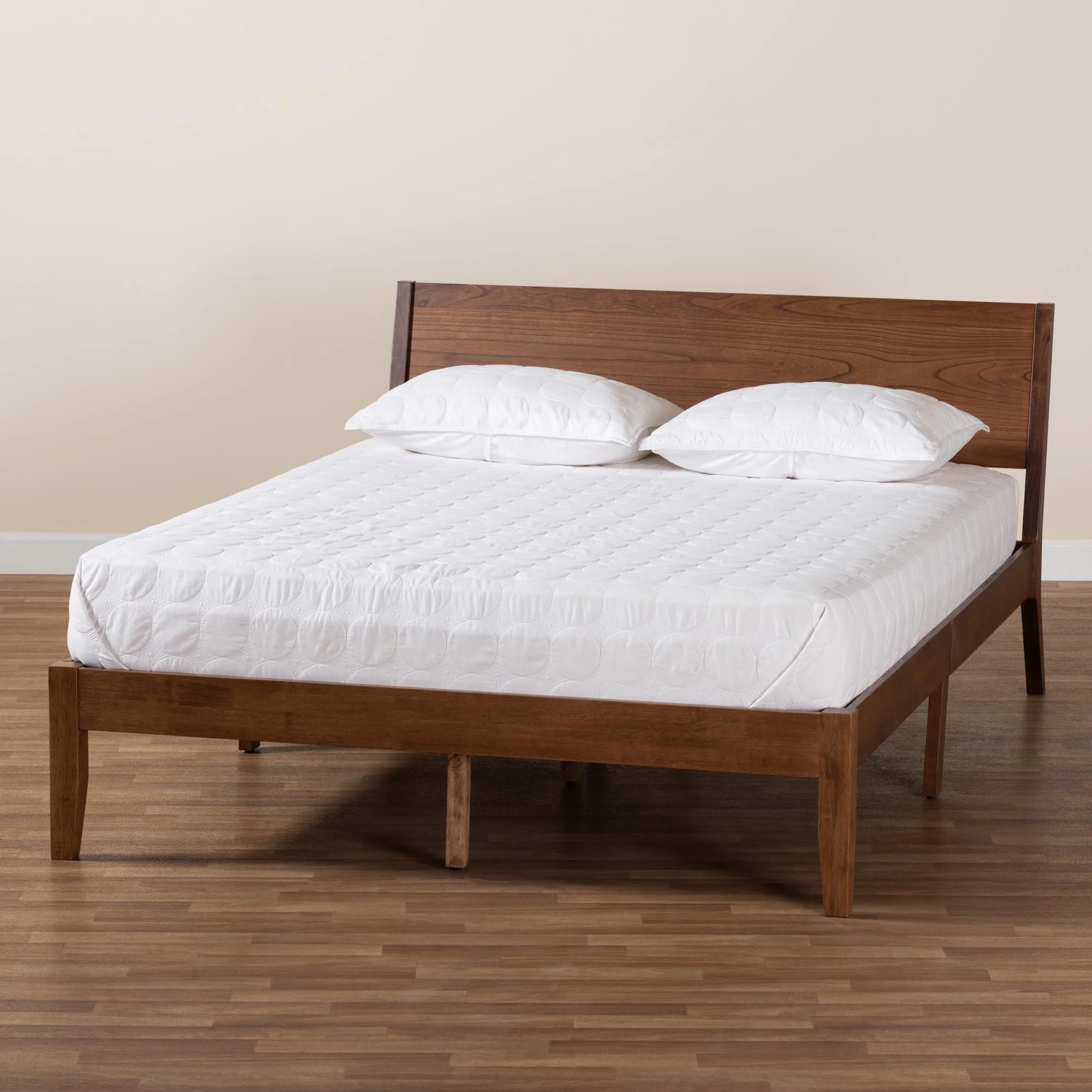 Baxton Studio Salvatore Mid-Century Modern Walnut Brown Finished Wood King Size Platform Bed - Image 10