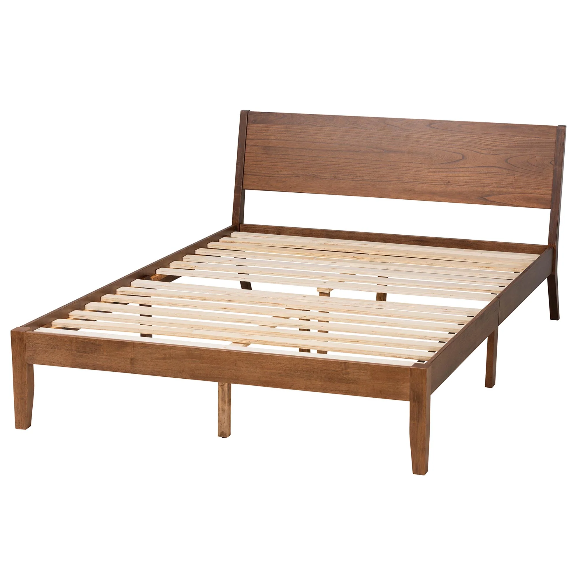 Baxton Studio Salvatore Mid-Century Modern Walnut Brown Finished Wood King Size Platform Bed - Image 4