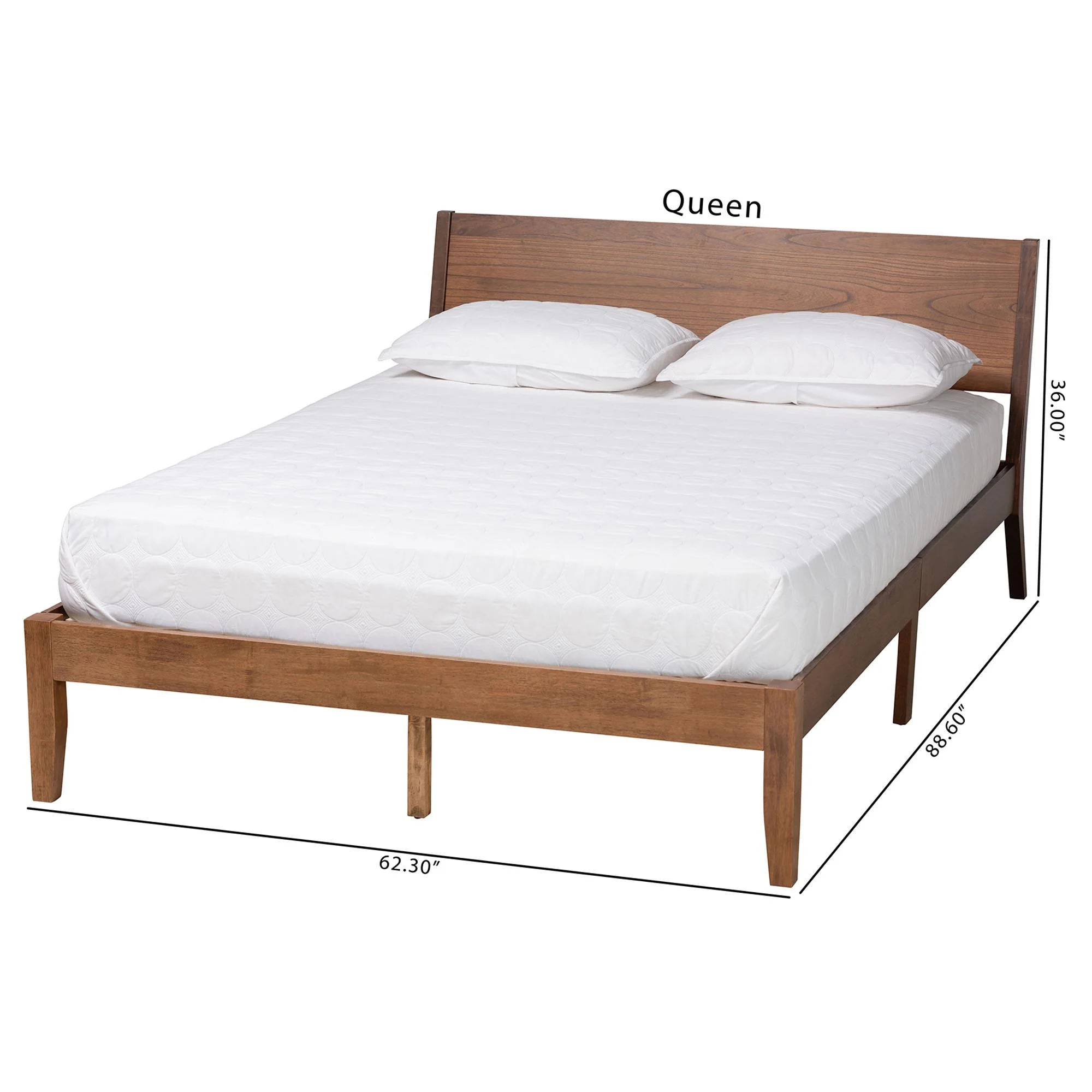 Baxton Studio Salvatore Mid-Century Modern Walnut Brown Finished Wood King Size Platform Bed - Image 8