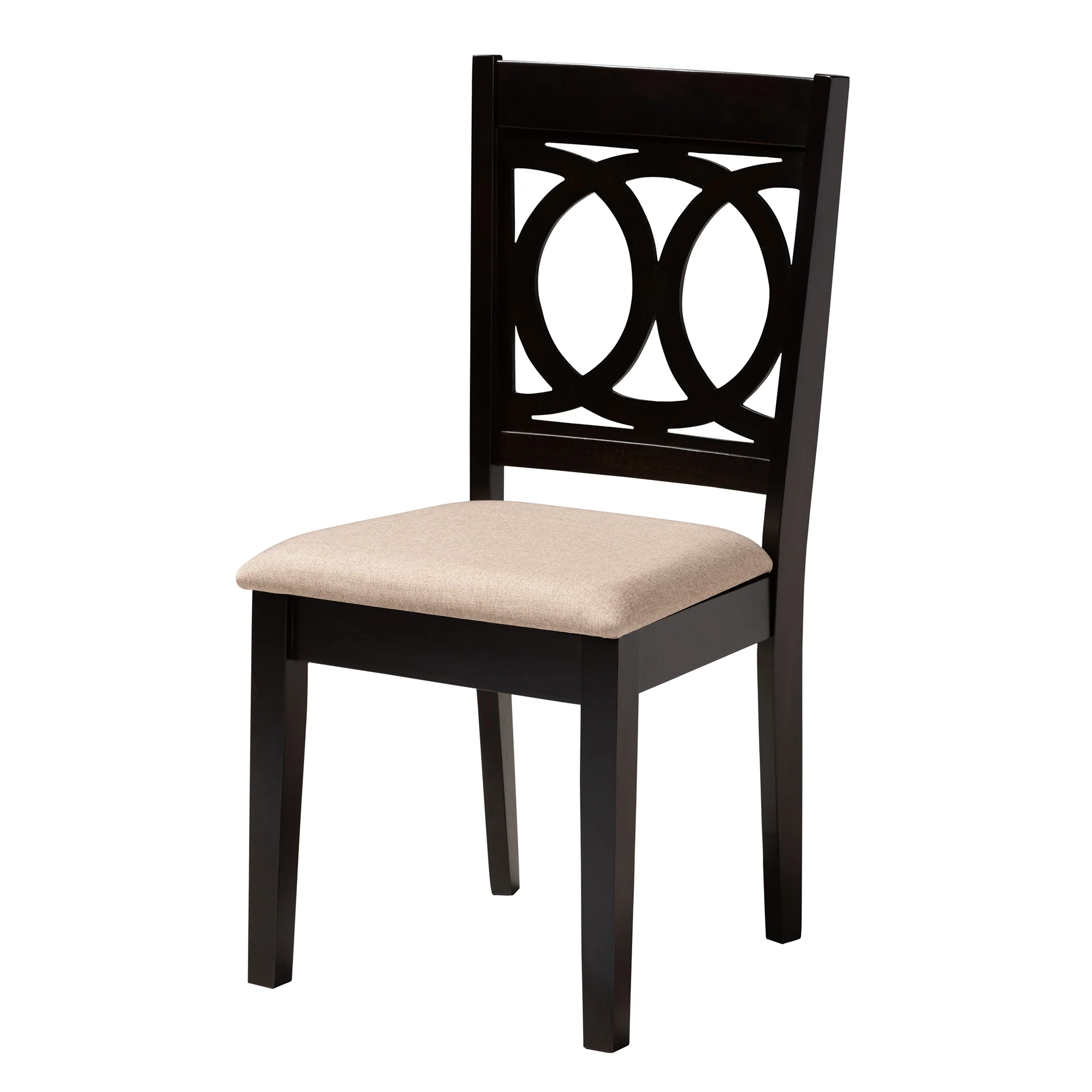 Baxton Studio Sanne Modern Beige Fabric and Espresso Brown Finished Wood 5-Piece Dining Set - Image 3
