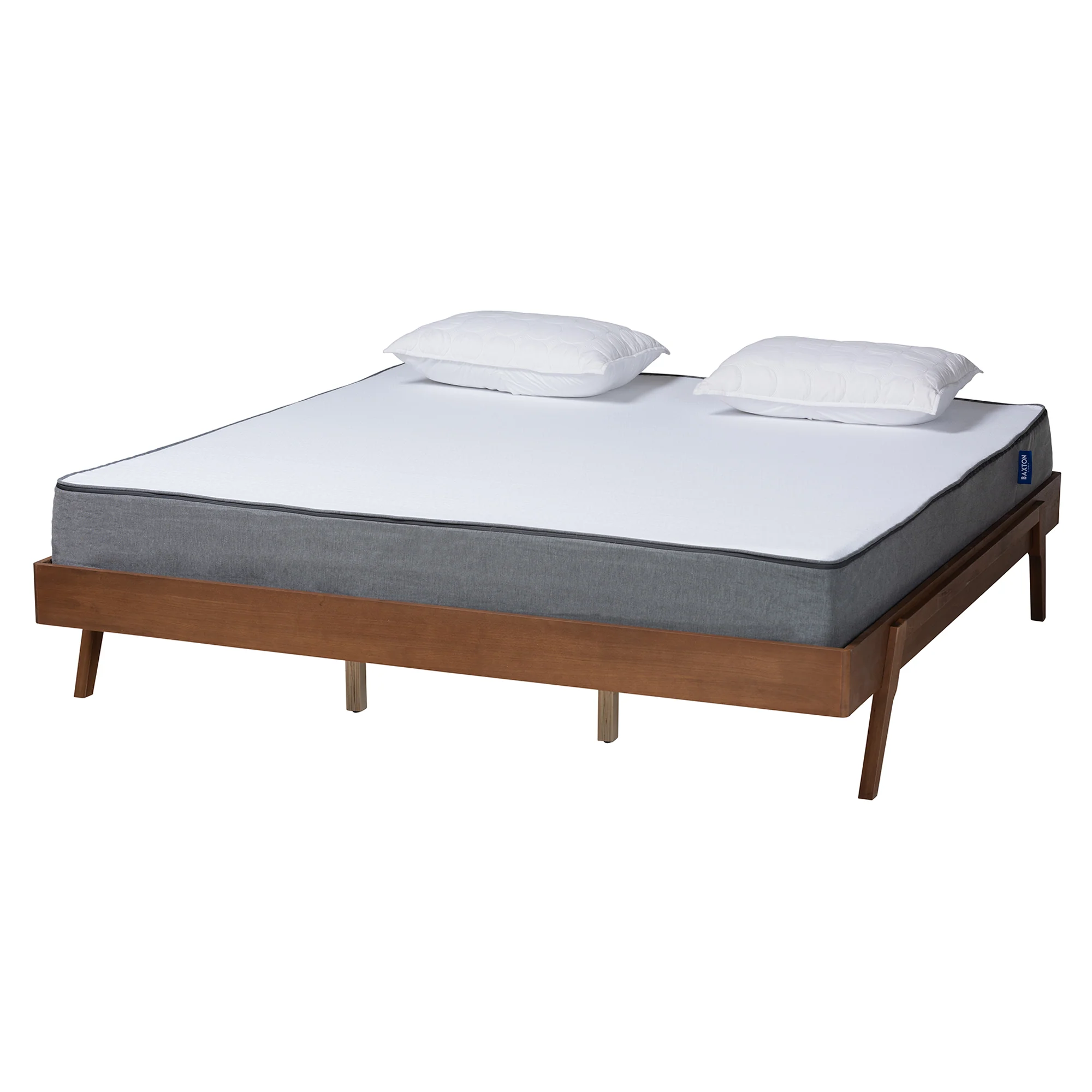 Baxton Studio Sarita Mid-Century Modern Ash Walnut Finished Wood Queen Size Bed Frame - Image 2