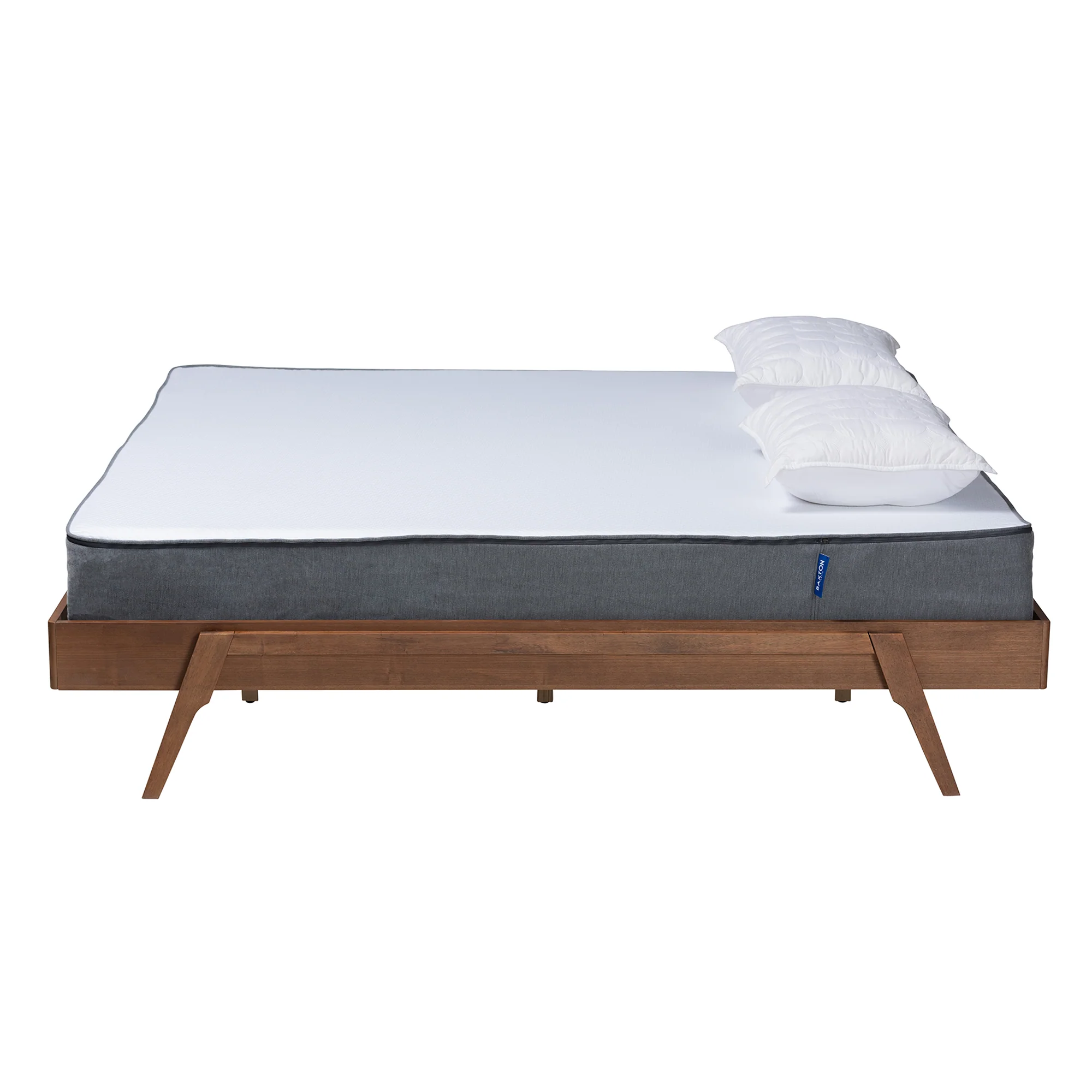 Baxton Studio Sarita Mid-Century Modern Ash Walnut Finished Wood Queen Size Bed Frame - Image 3