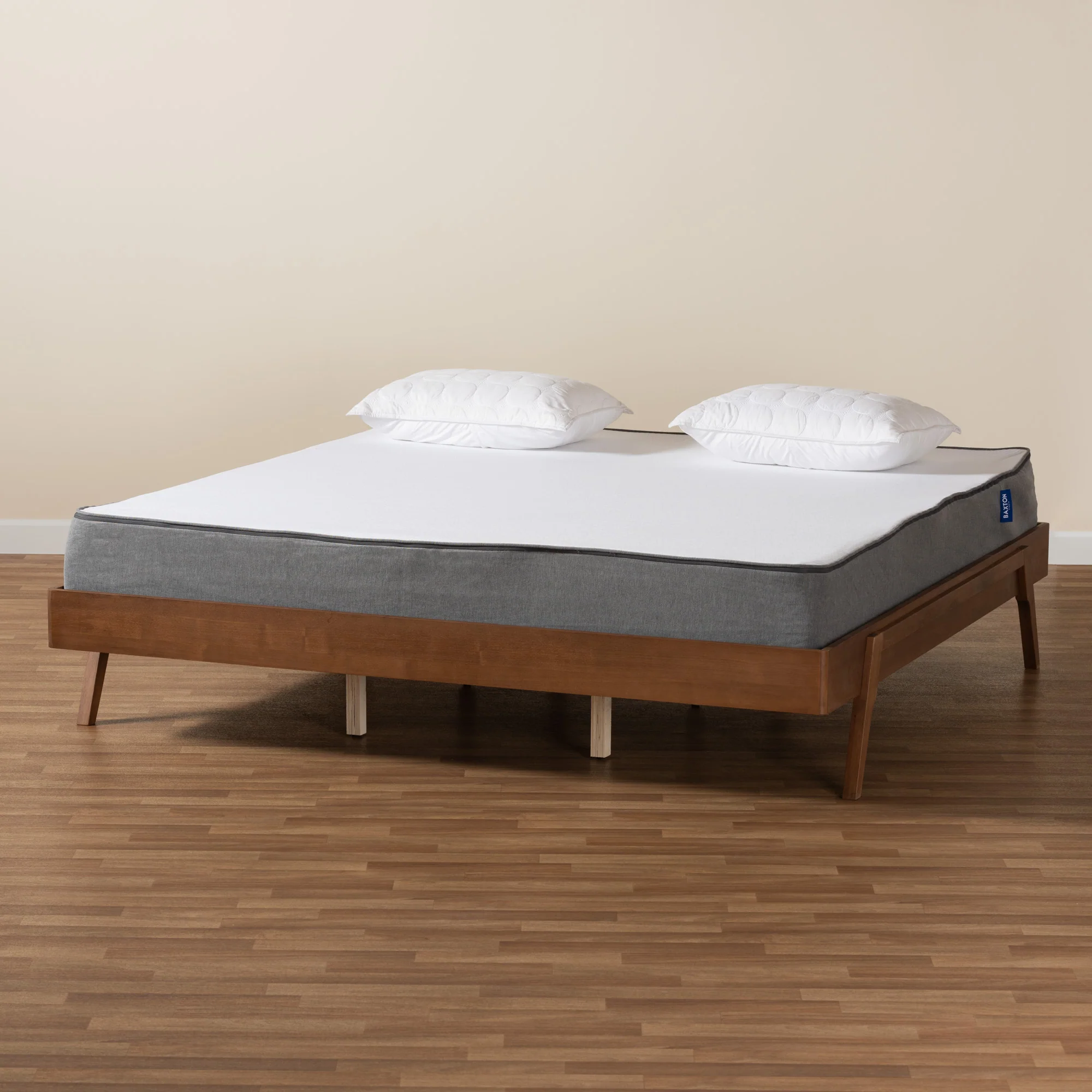 Baxton Studio Sarita Mid-Century Modern Ash Walnut Finished Wood Queen Size Bed Frame - Image 7