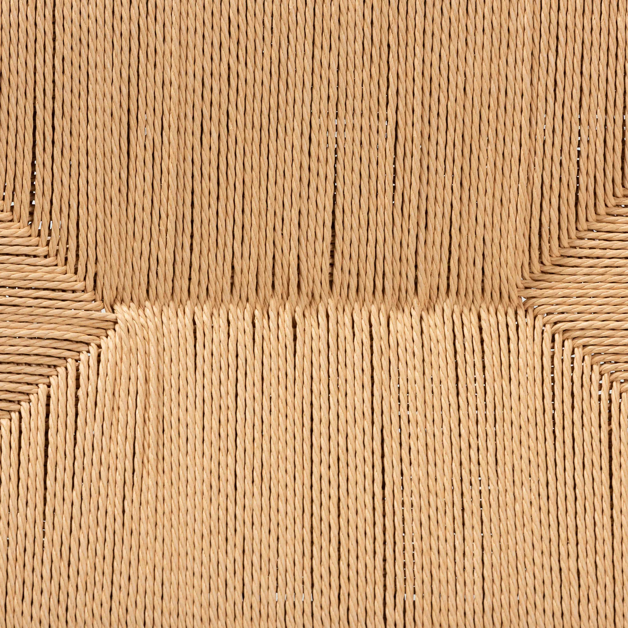 Baxton Studio Saura Mid-Century Modern Oak Brown Finished Wood and Hemp Accent Bench - Image 7