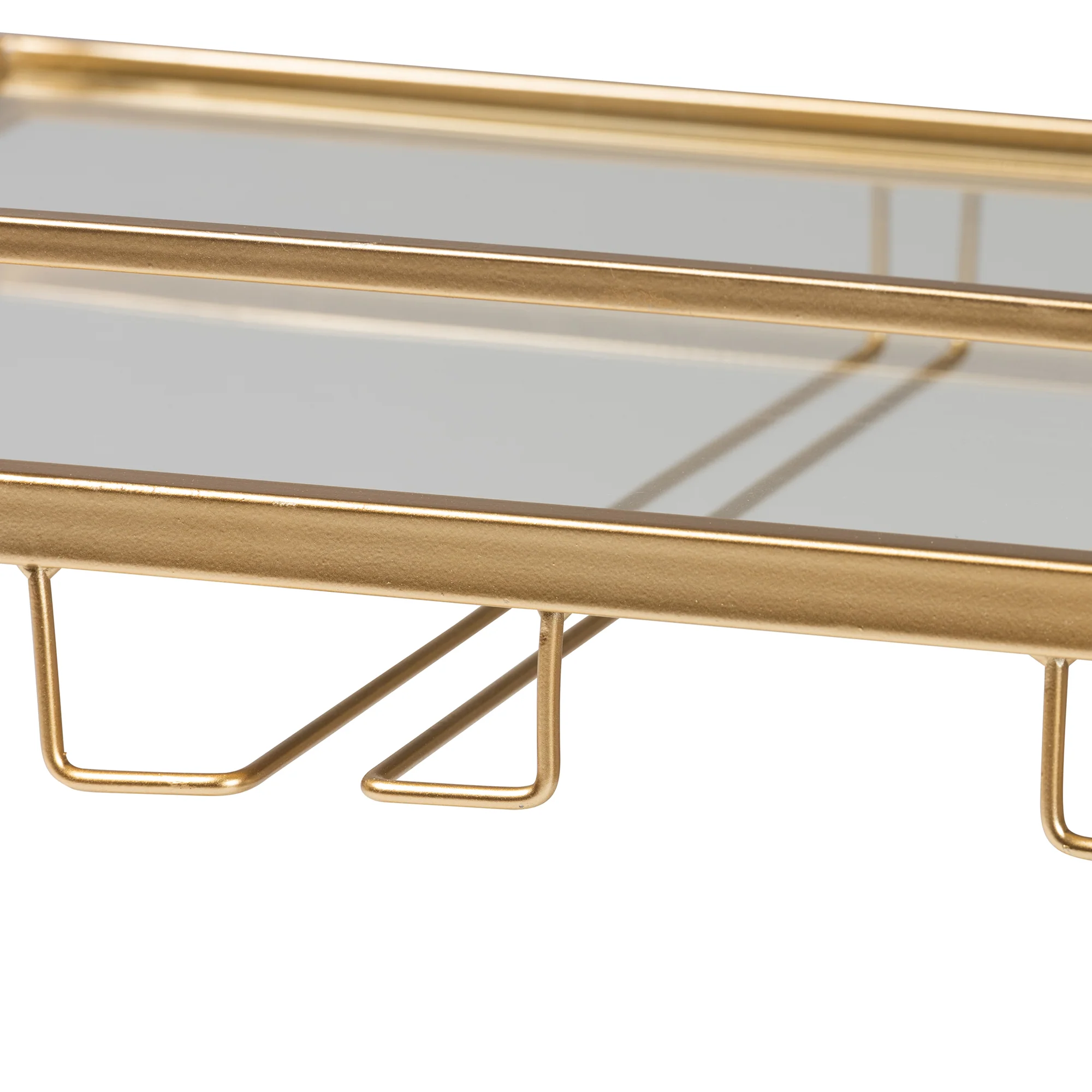 Baxton Studio Savannah Contemporary Glam and Luxe Gold Metal and Glass Wine Cart - Image 10