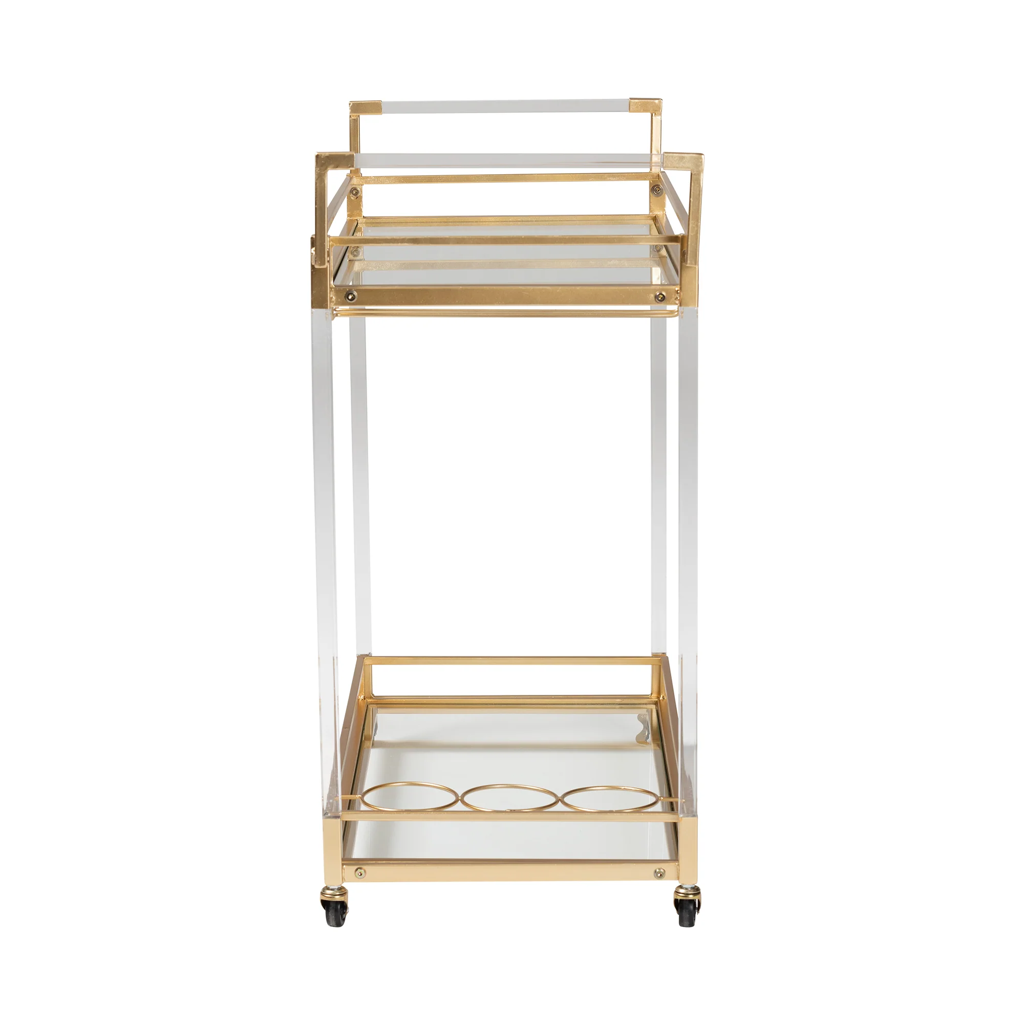 Baxton Studio Savannah Contemporary Glam and Luxe Gold Metal and Glass Wine Cart - Image 4